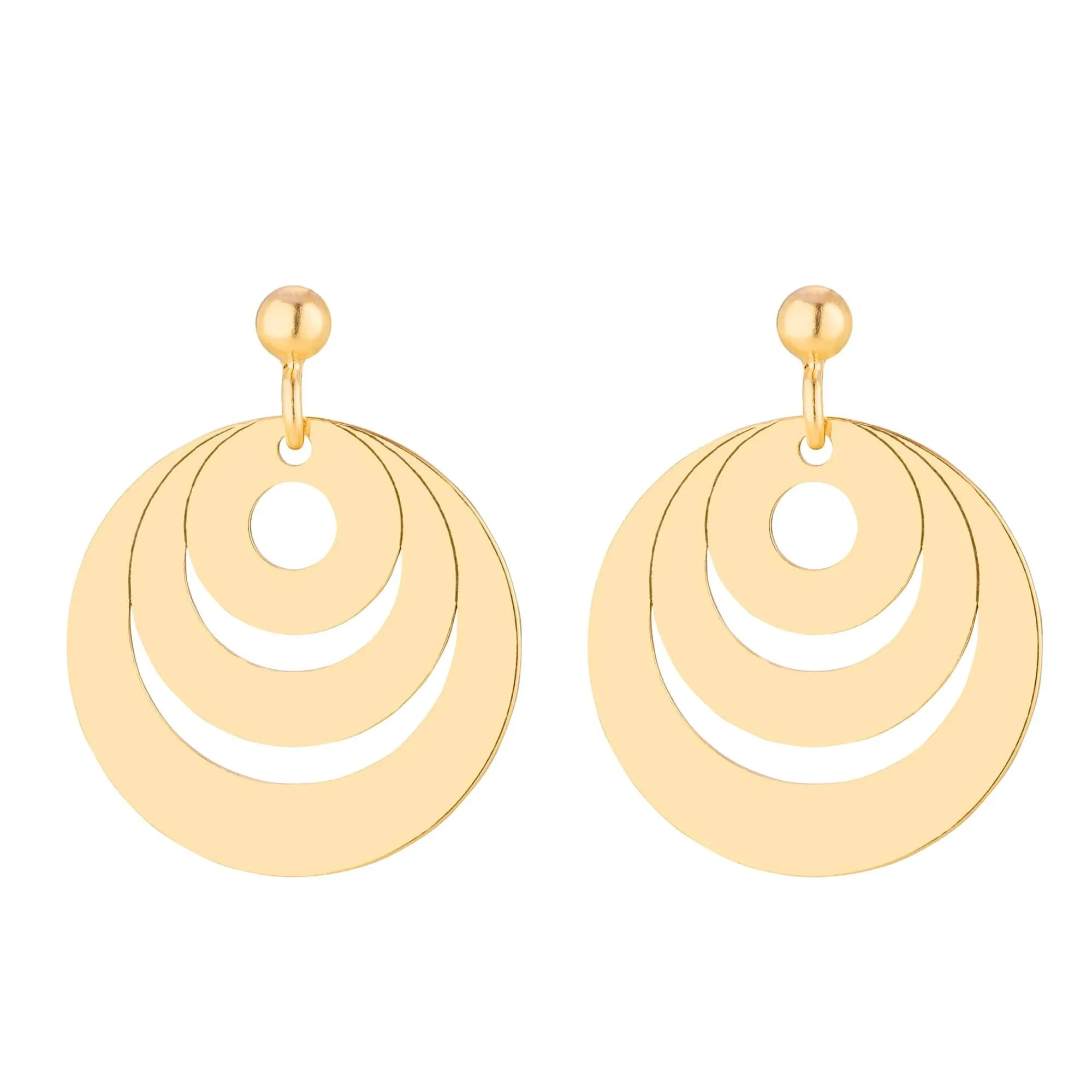 Złote kolczyki potrójne koła