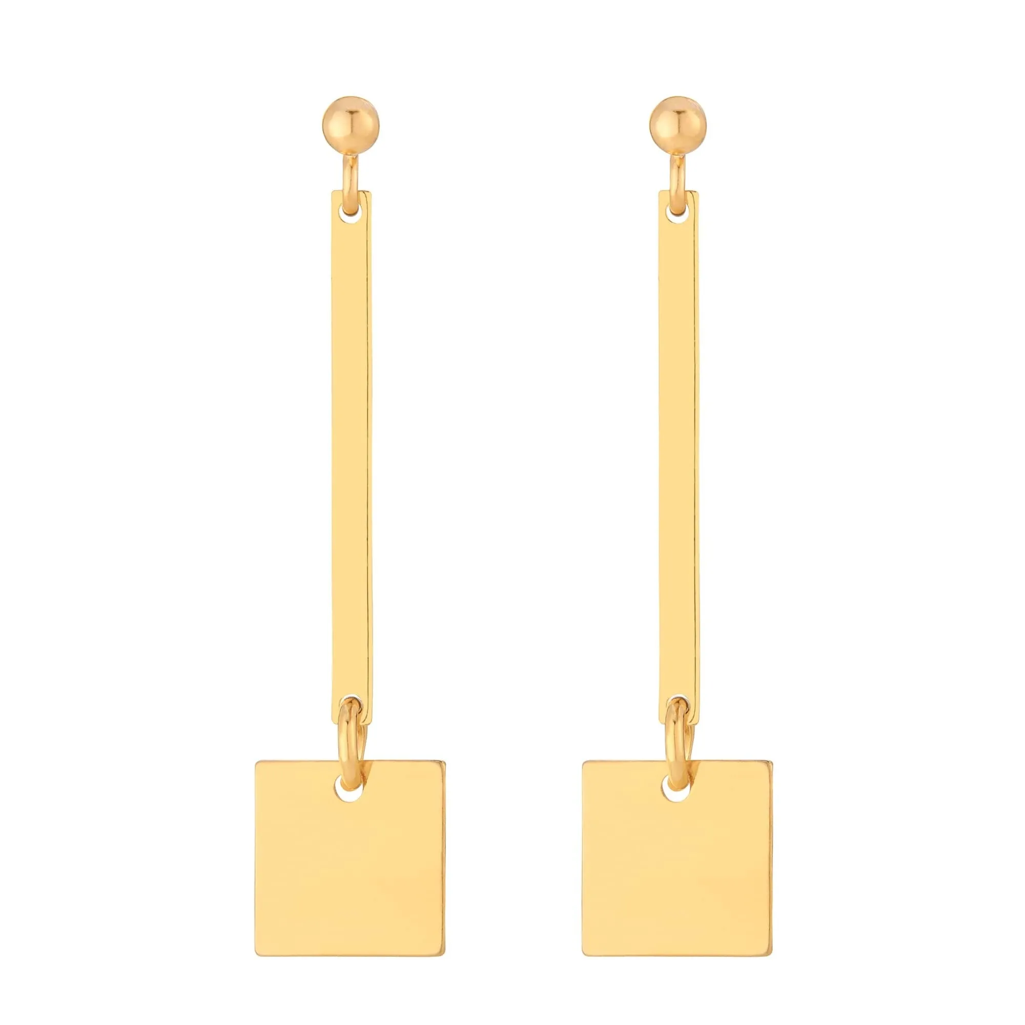 Złote kolczyki w geometrycznym kształcie