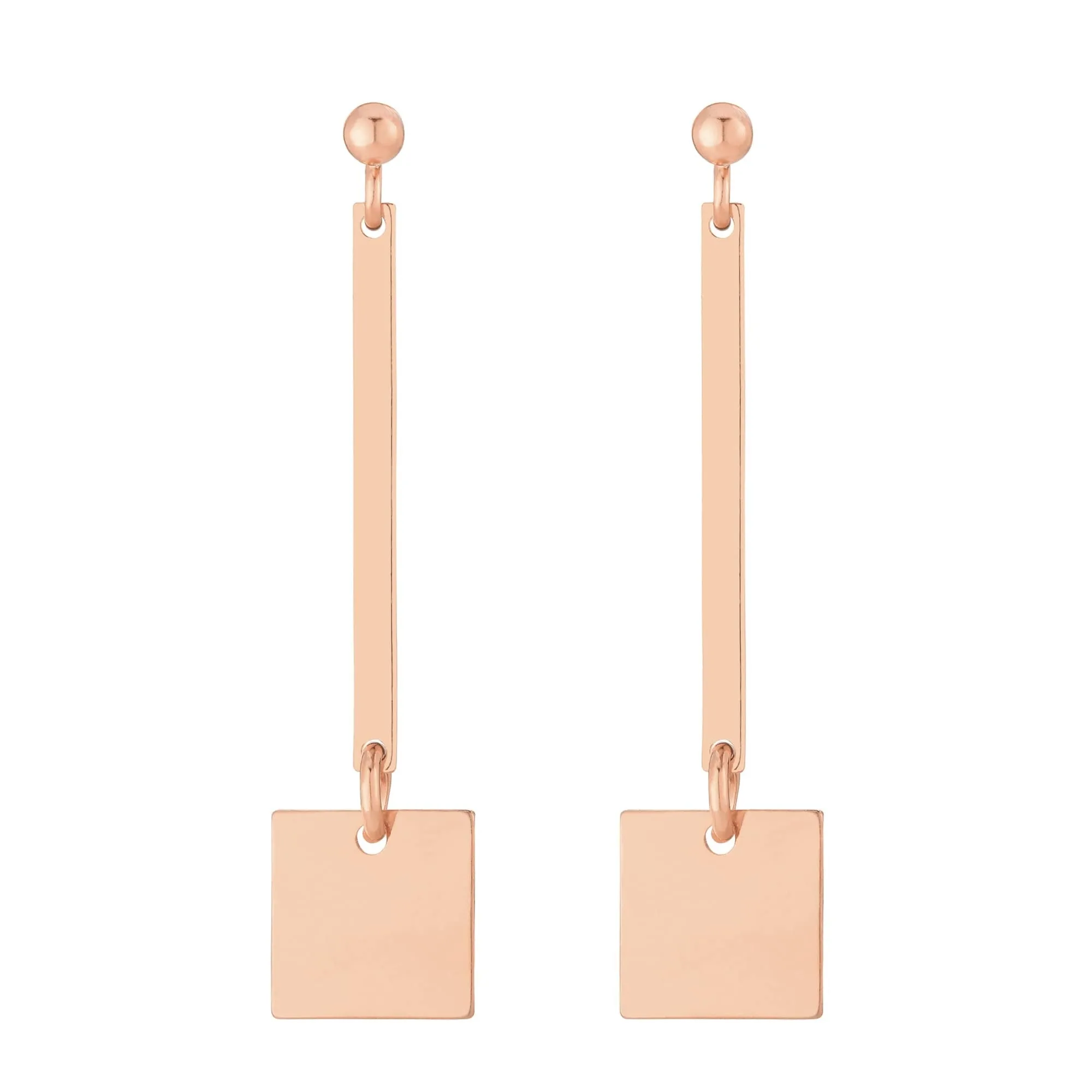 Kolczyki w geometrycznym kształcie  w różowym złoceniu
