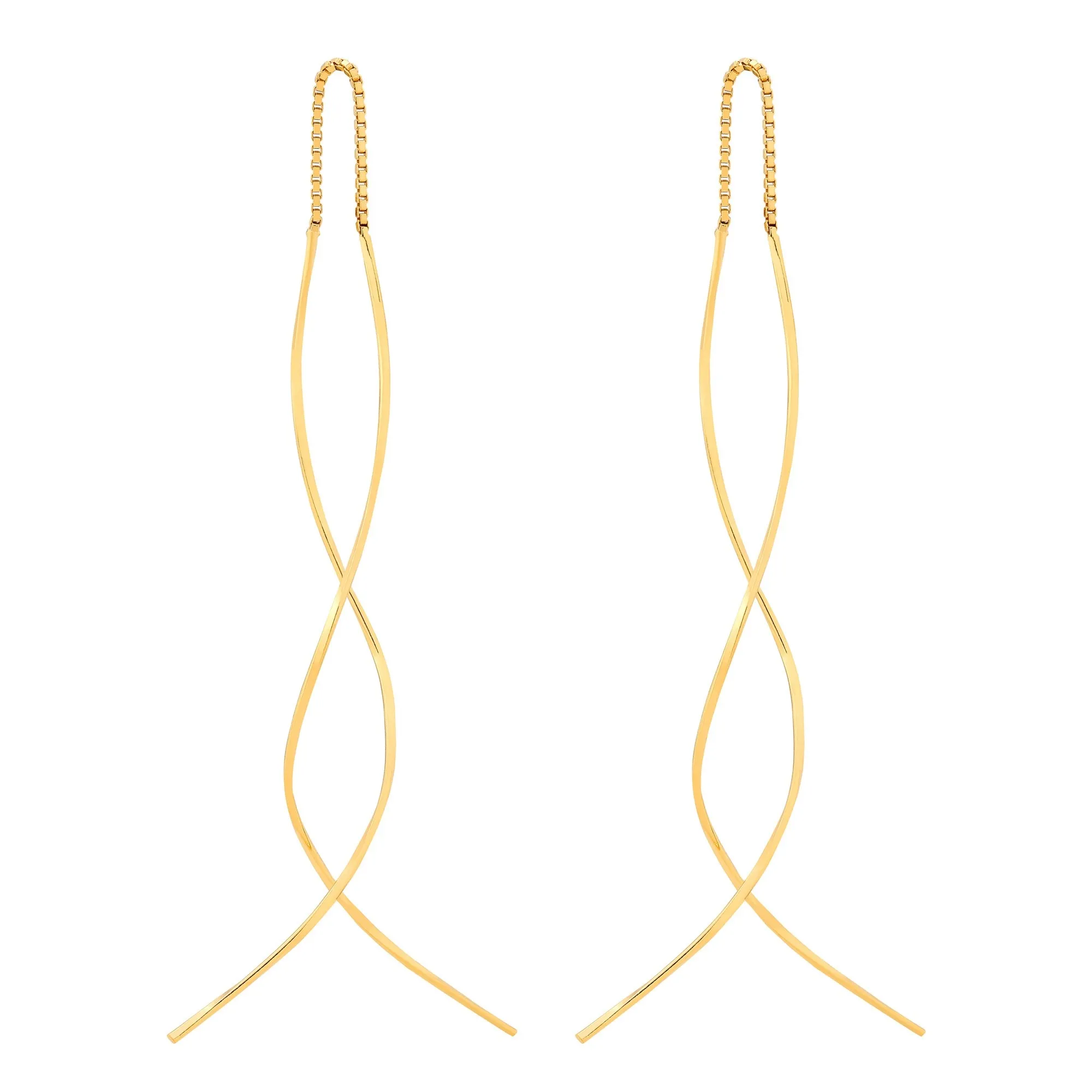 Złote długie przewlekane kolczyki