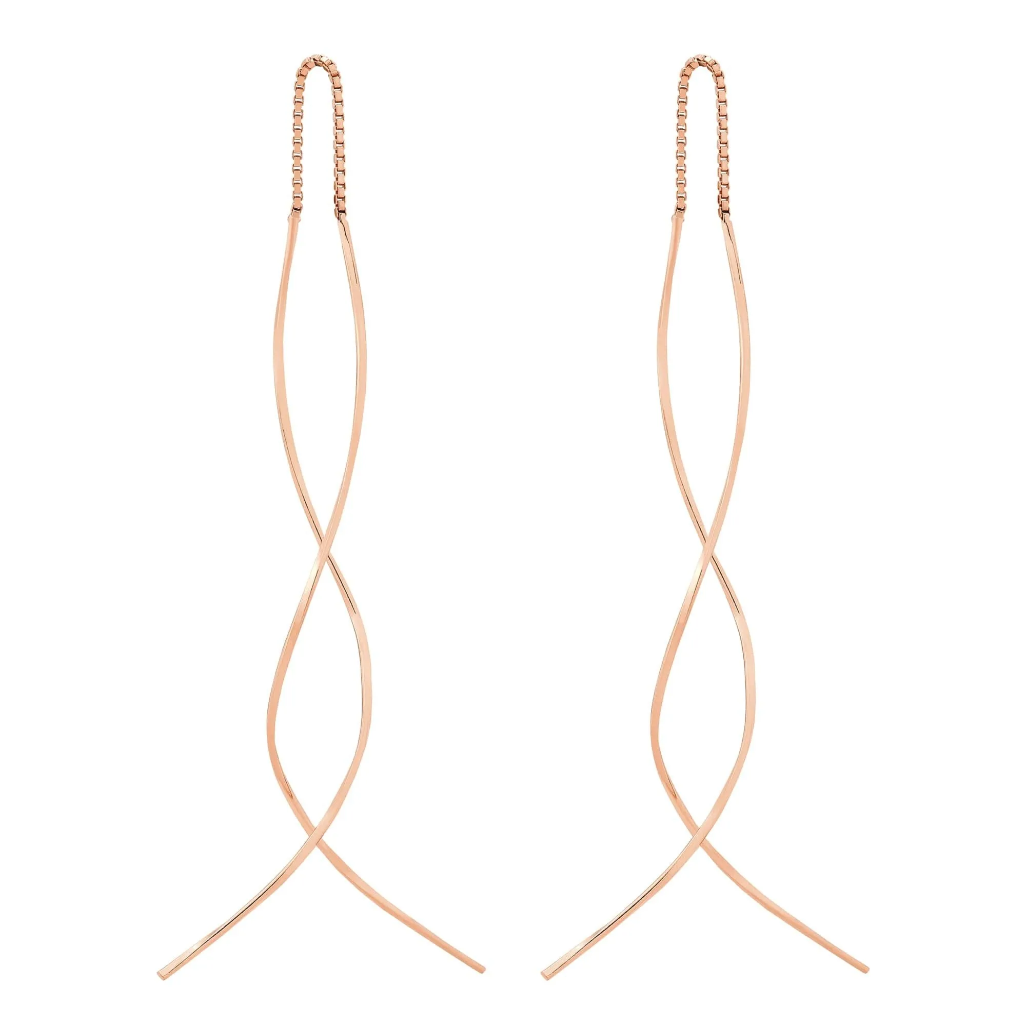 Długie przewlekane kolczyki z różowego złota
