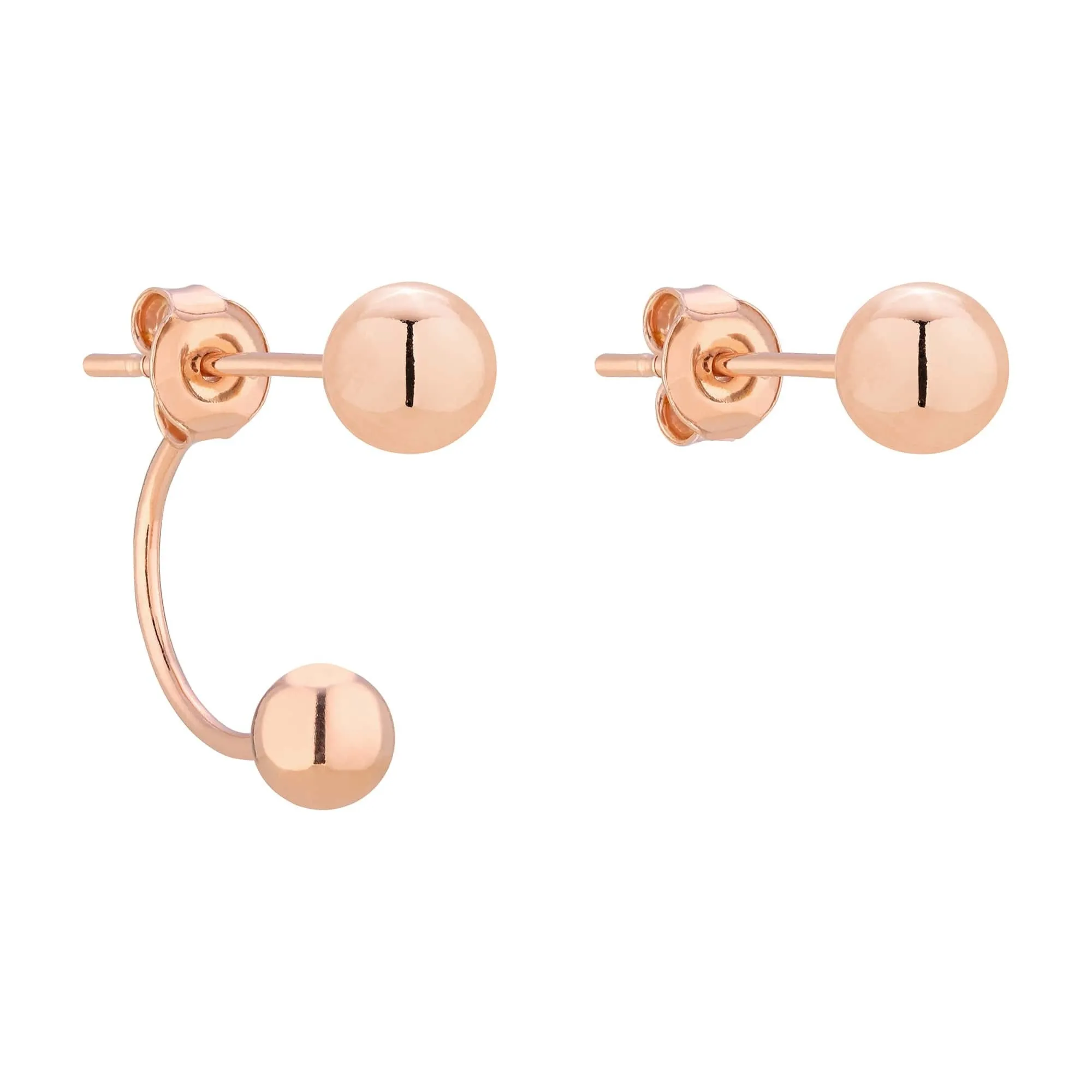 Asymetryczne kolczyki z kuleczką  z różowego złota