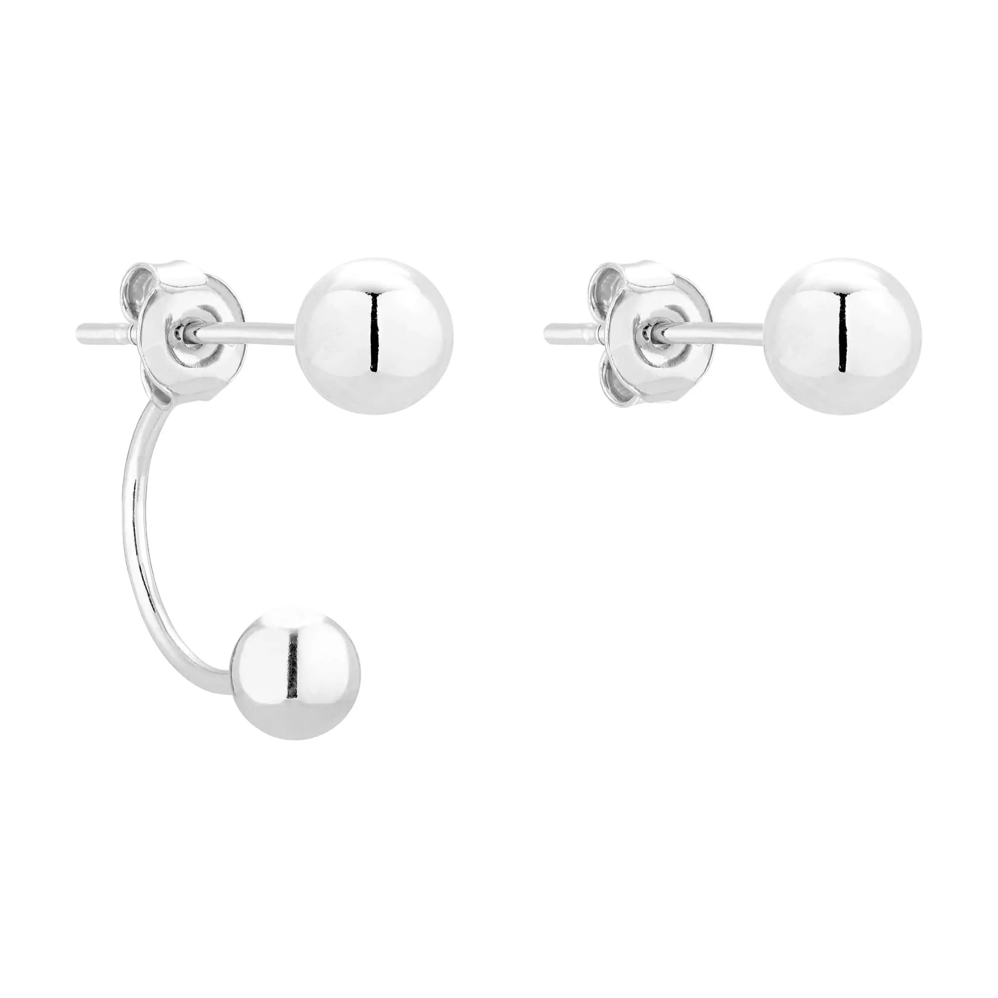 Srebrne asymetryczne kolczyki z kuleczką