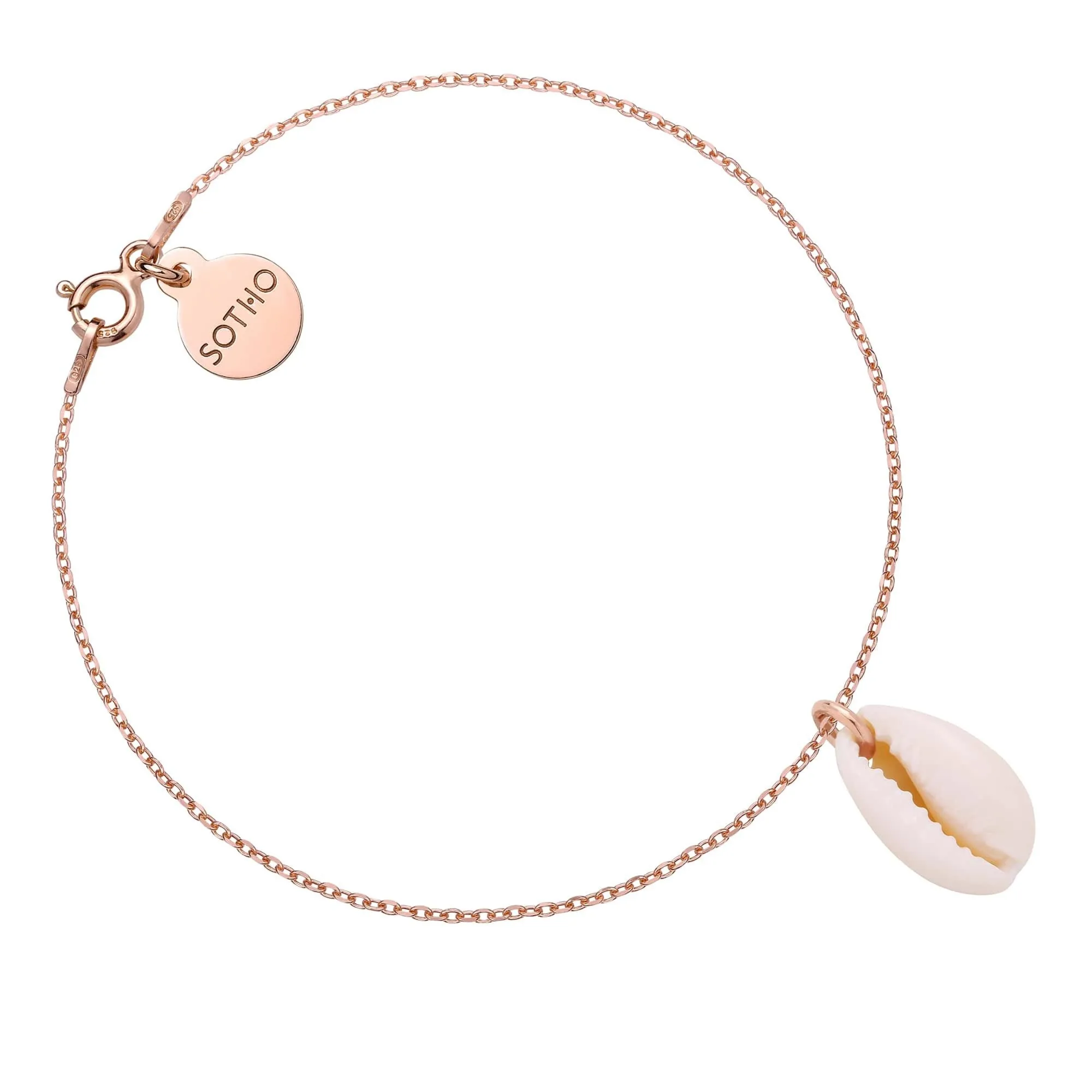 Bransoletka z różowego złota zdobiona muszelką