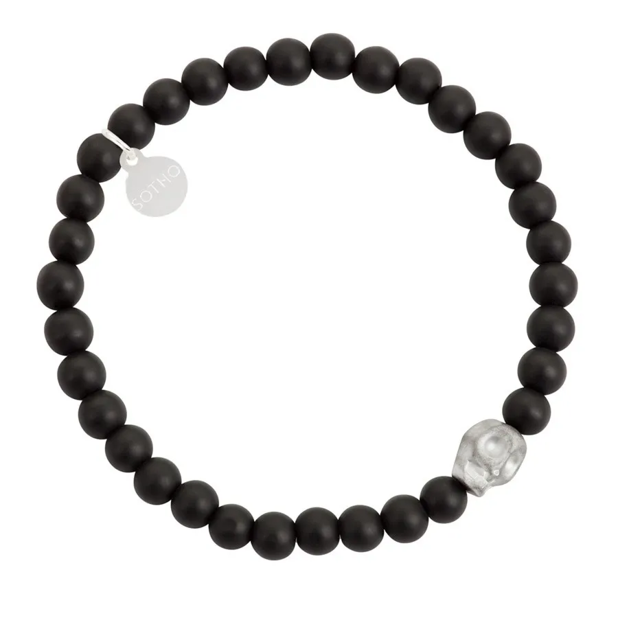 Czarna męska bransoletka z czaszką