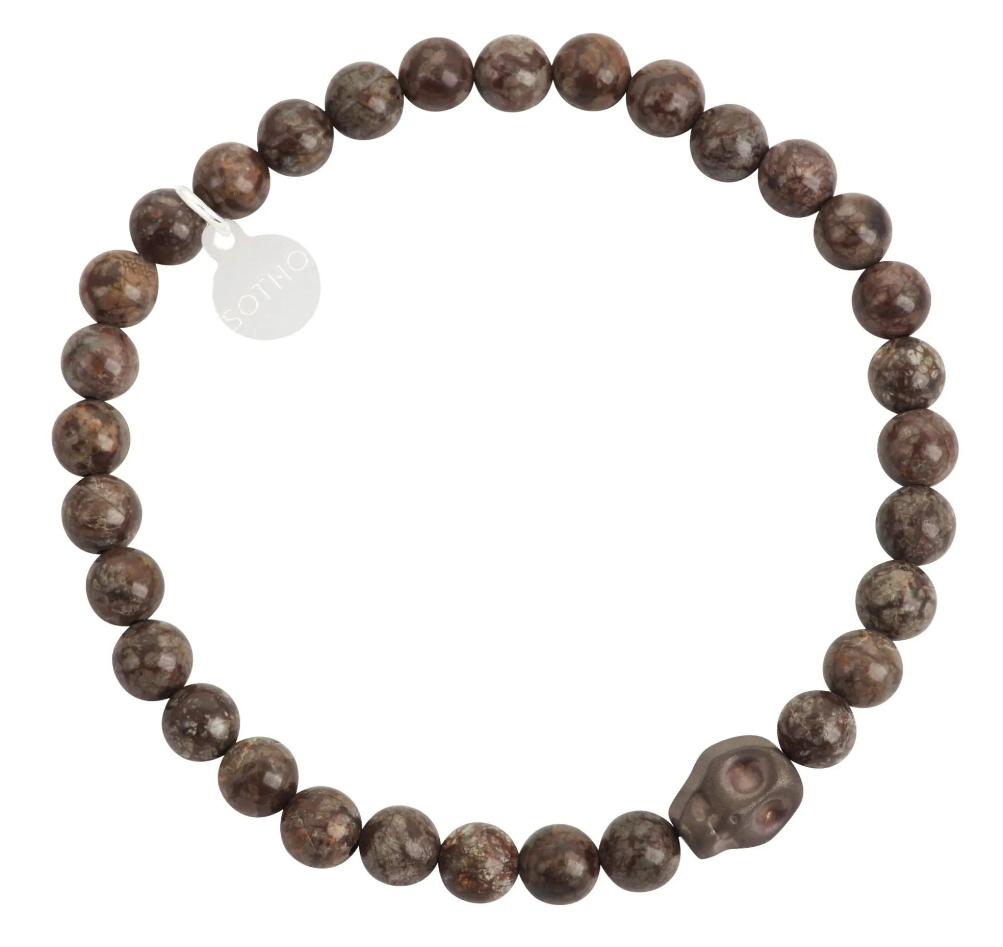 Brązowa męska bransoletka z czaszką