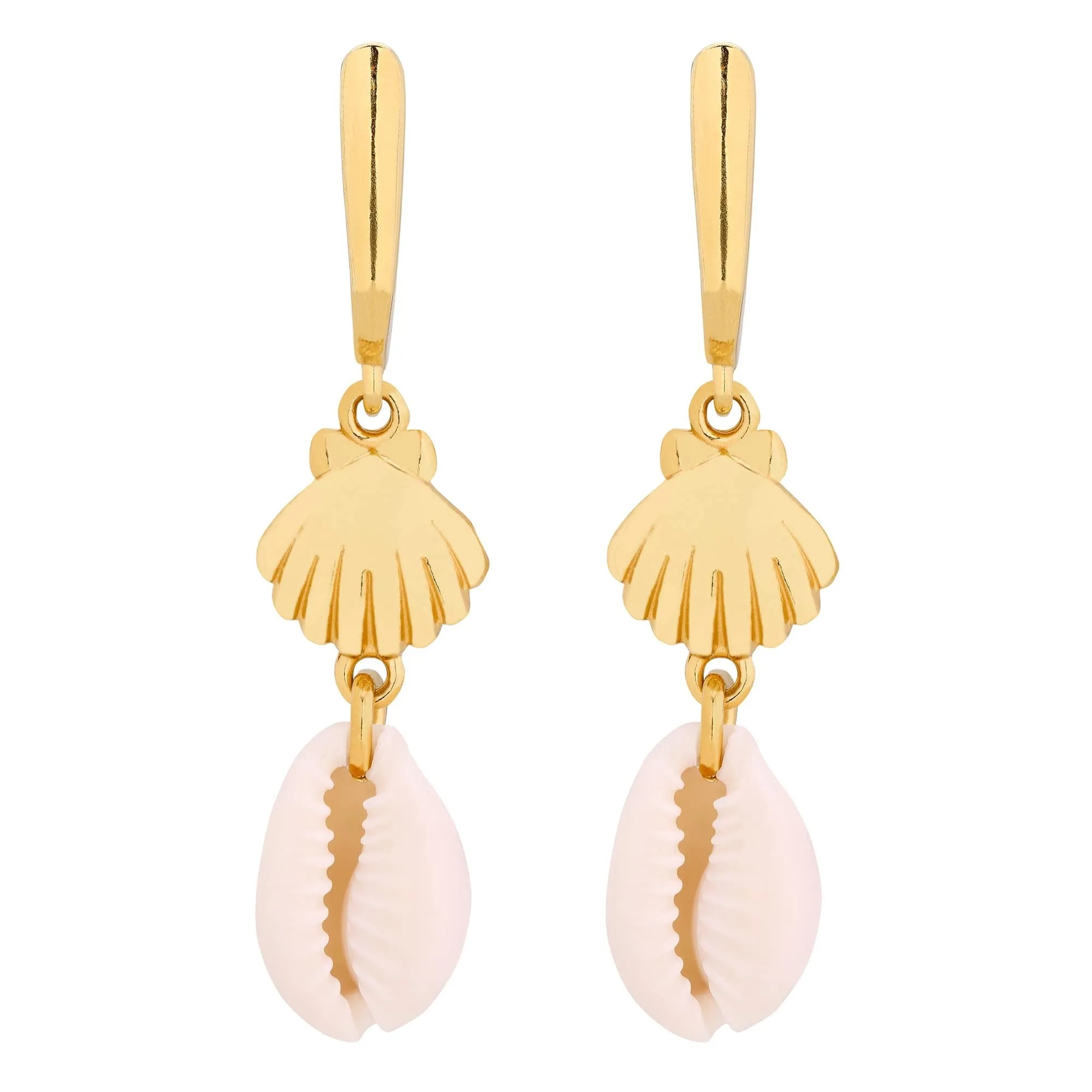 Złote kolczyki z muszelkami