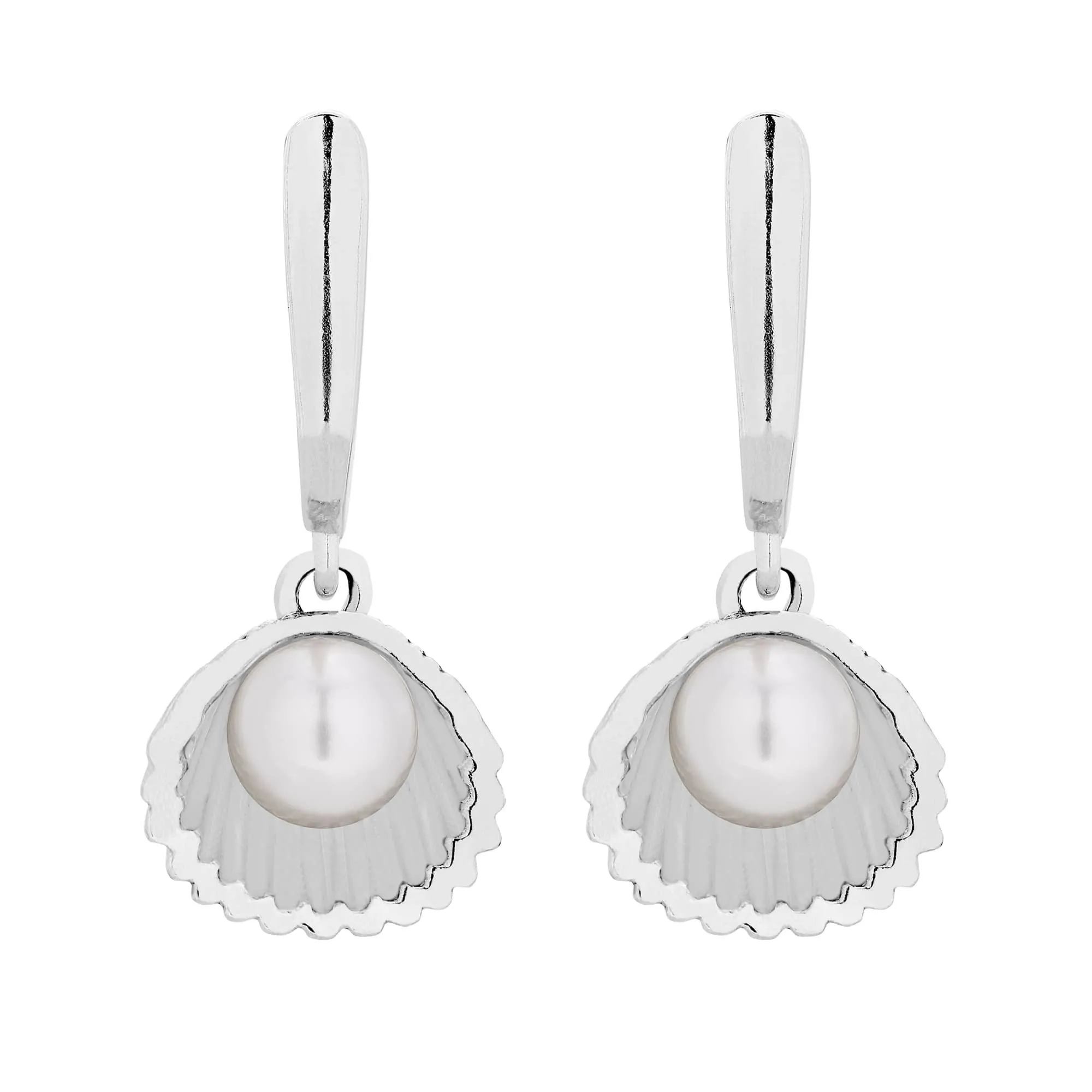 Srebrne kolczyki z muszelkami i perłą SWAROVSKI® CRYSTAL