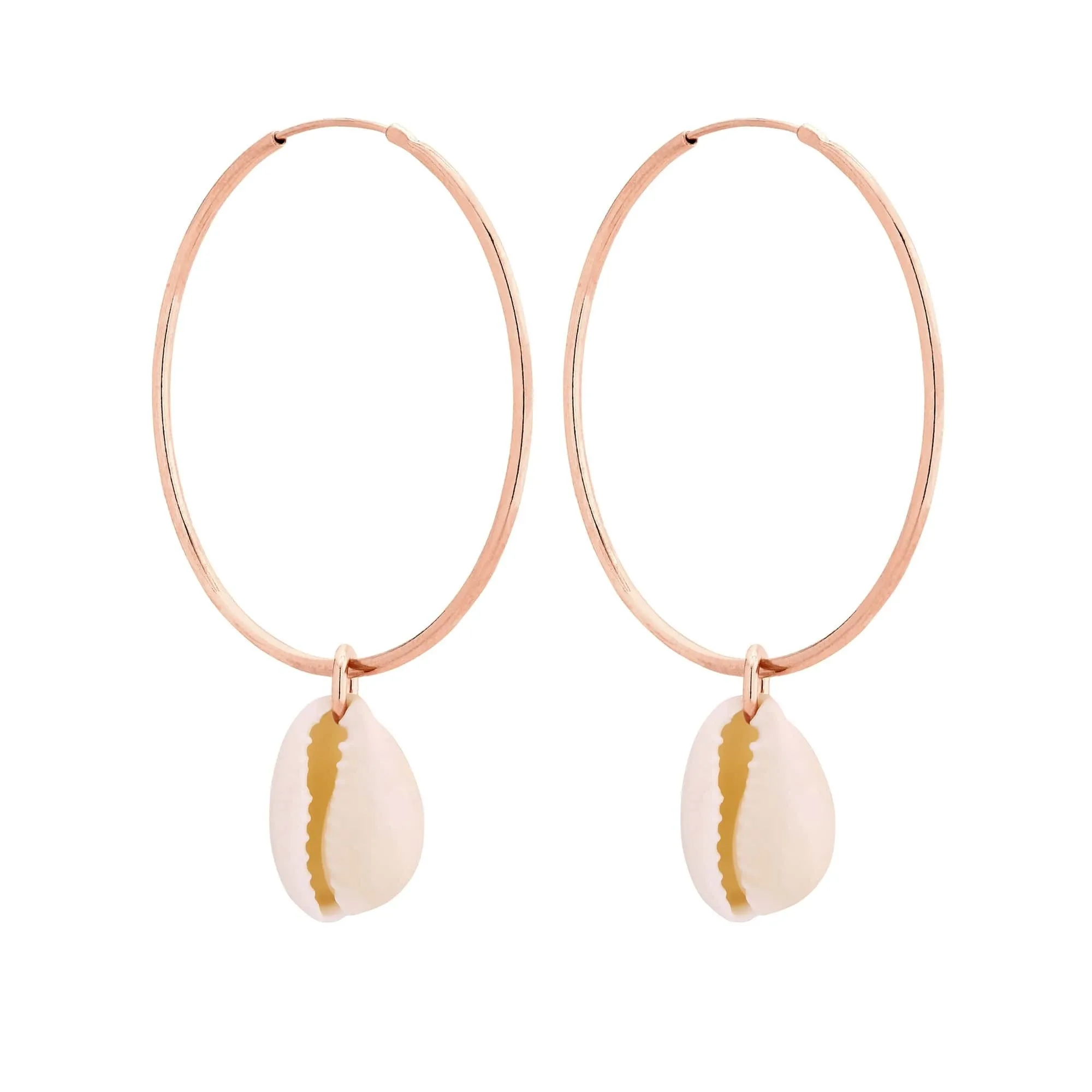 Kolczyki koła z muszelkami z różowego złota