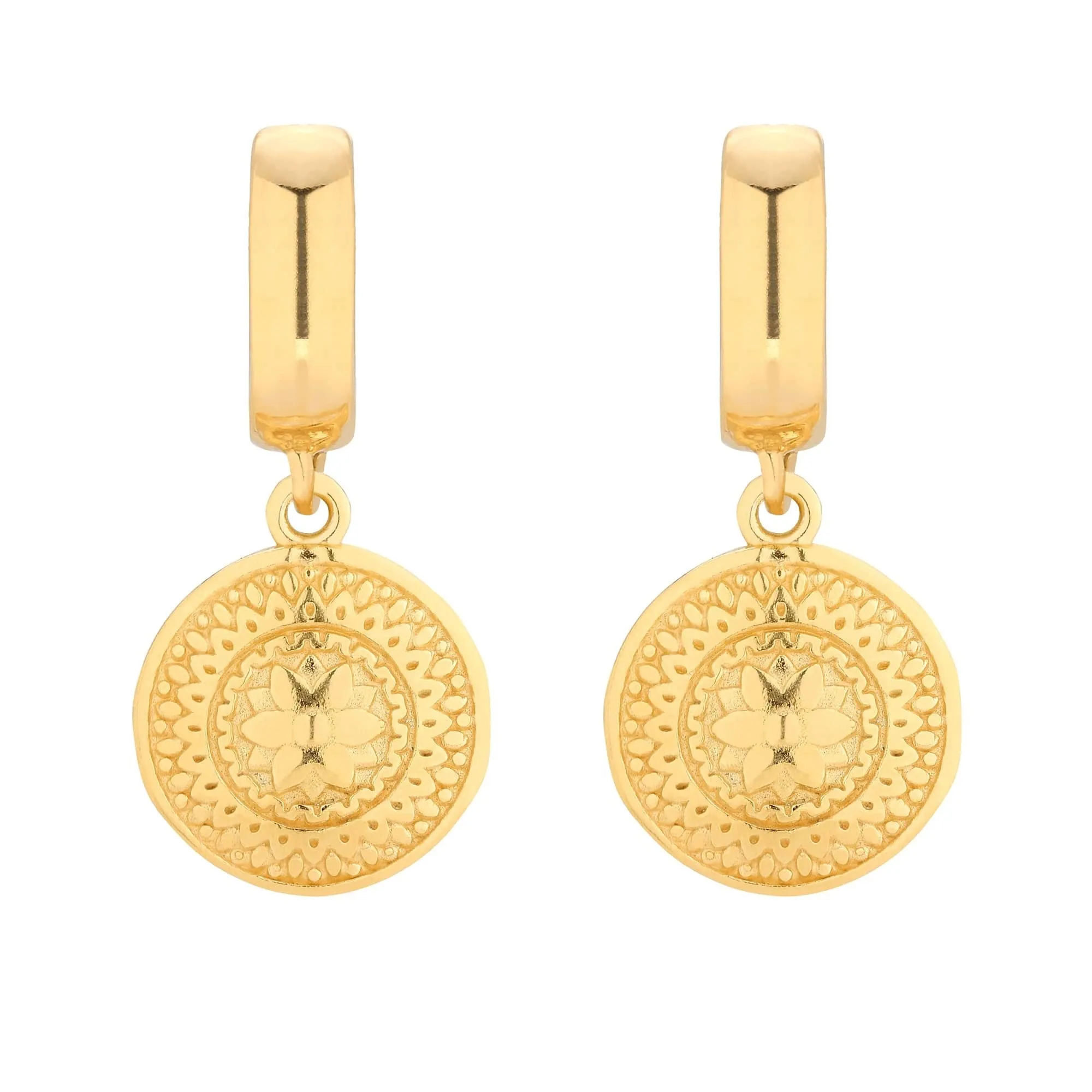 Złote kolczyki z medalionami