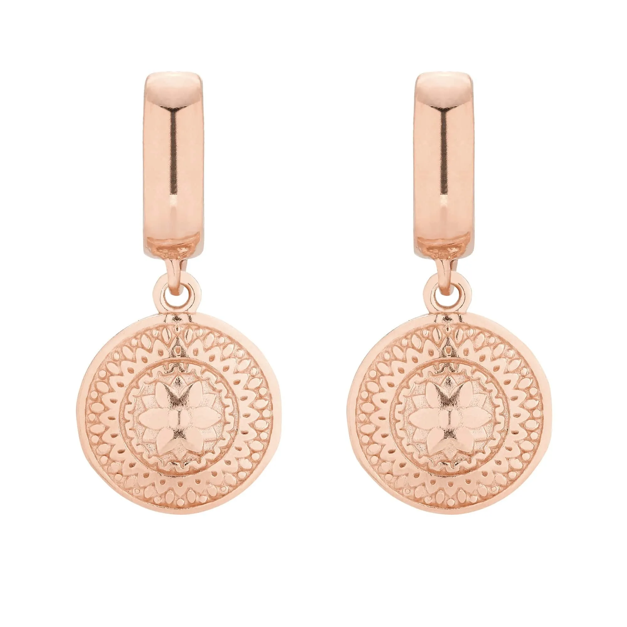 Kolczyki z różowego złota z medalionami