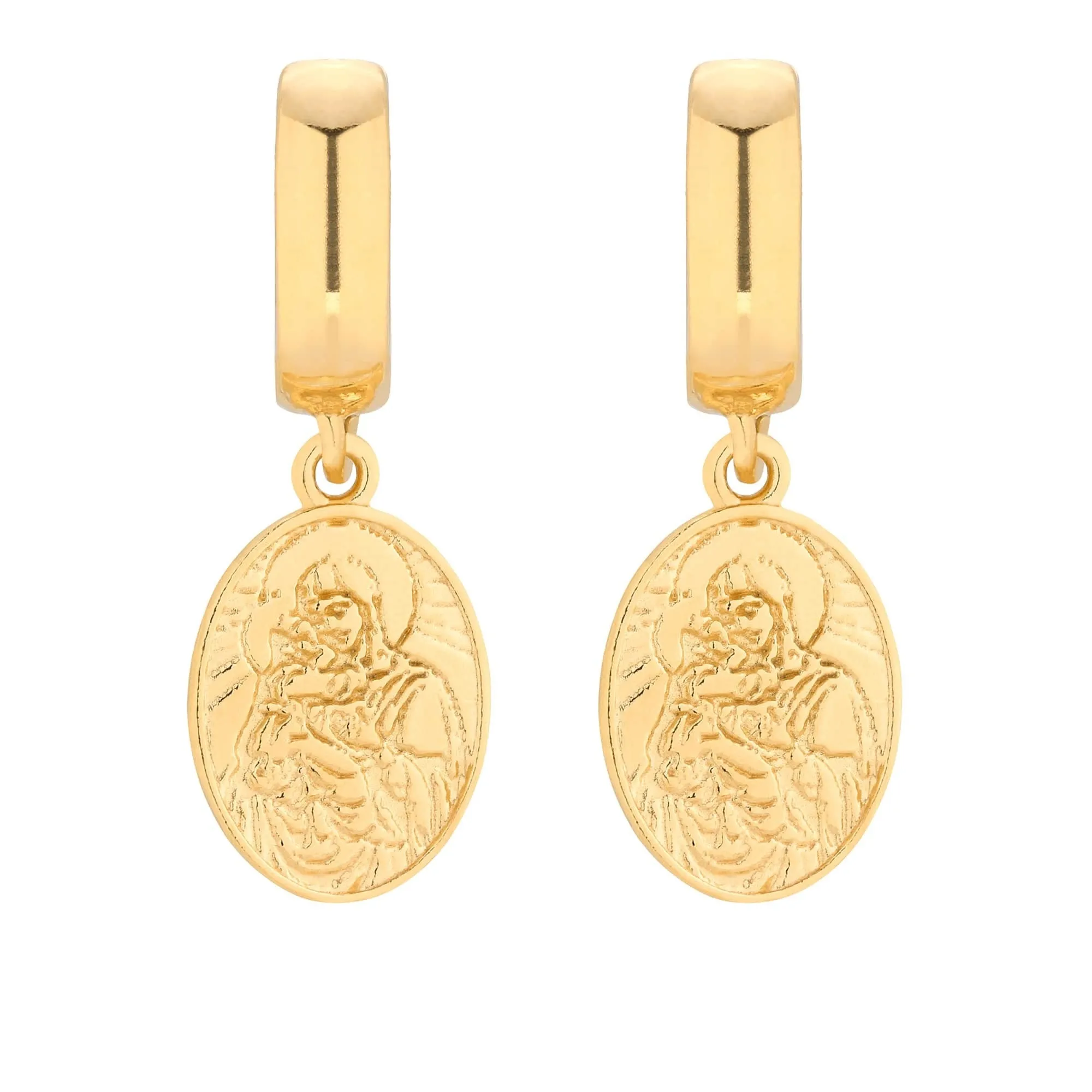 Złote kolczyki z medalikami