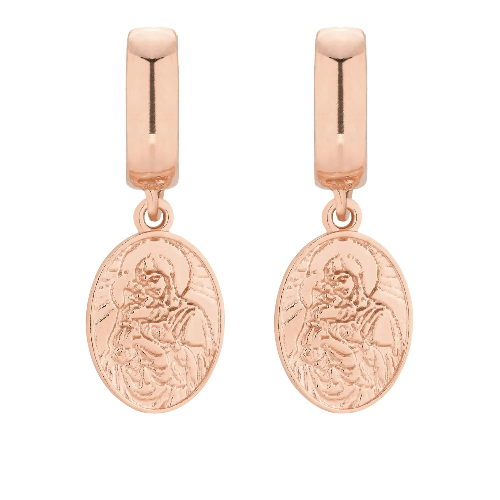 Kolczyki z różowego złota z medalikami