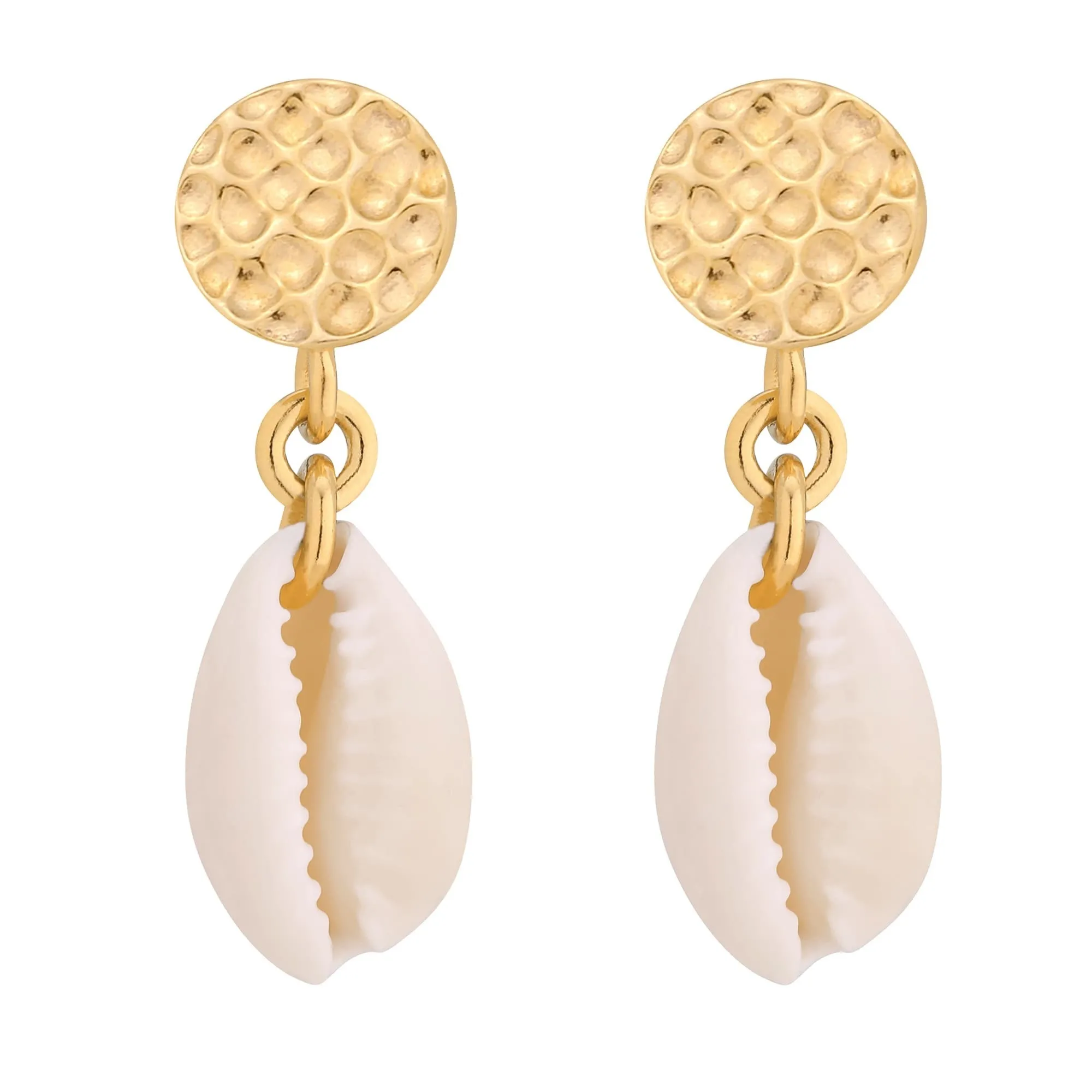 Złote kolczyki z muszelkami