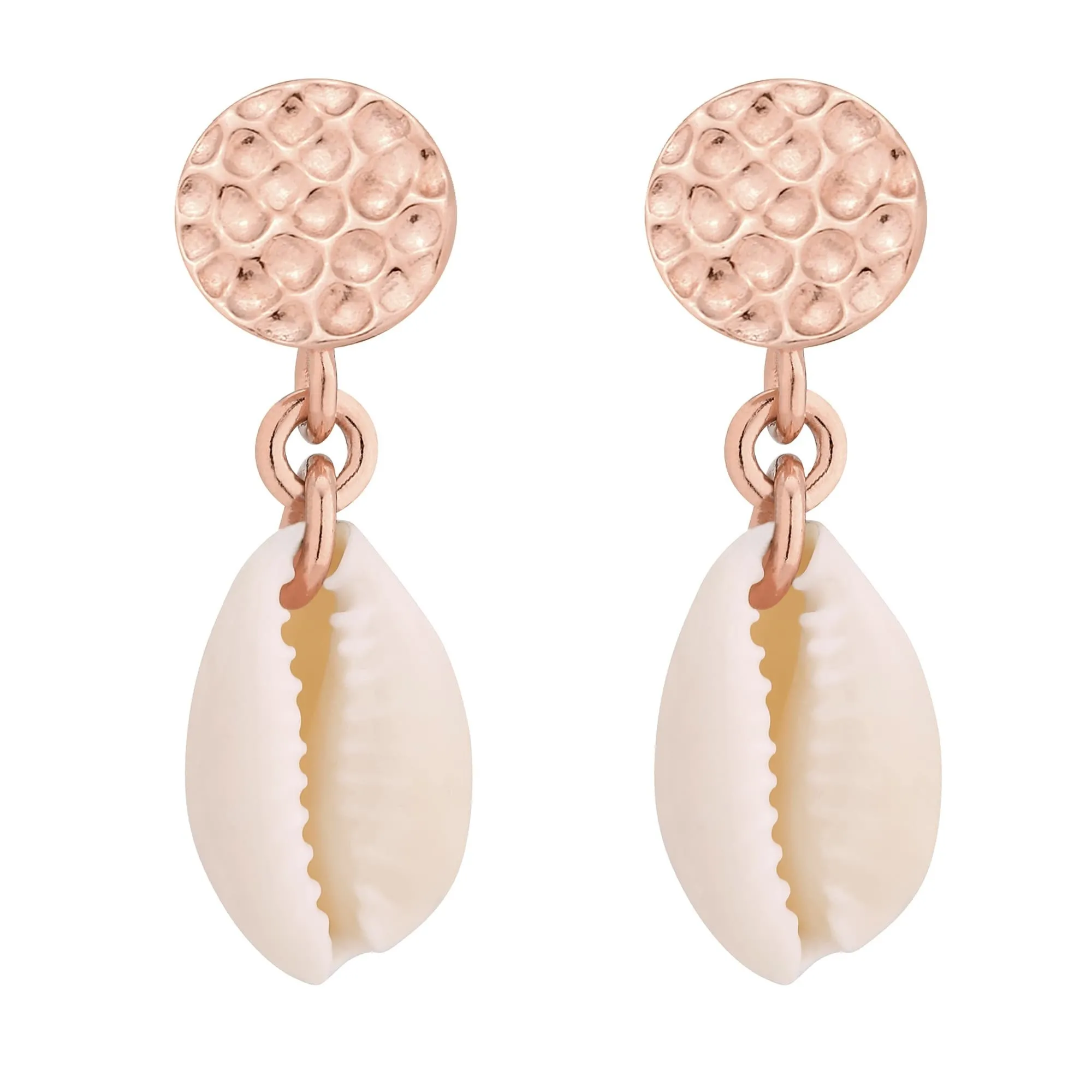Kolczyki z muszelkami z różowego złota