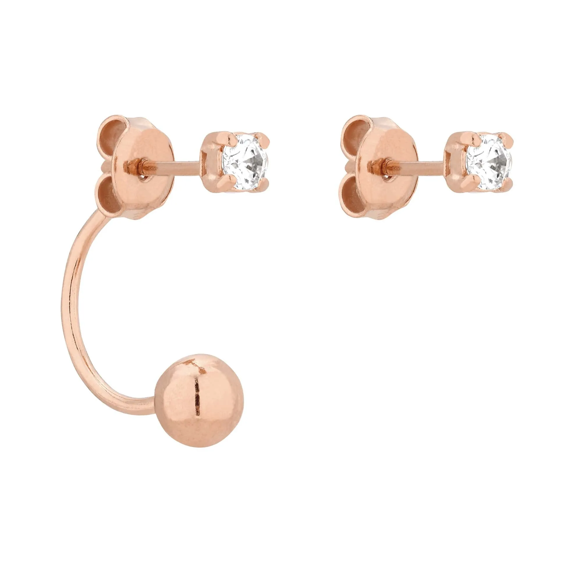 Asymetryczne kolczyki z kryształkami SWAROVSKI® CRYSTAL z różowego złota