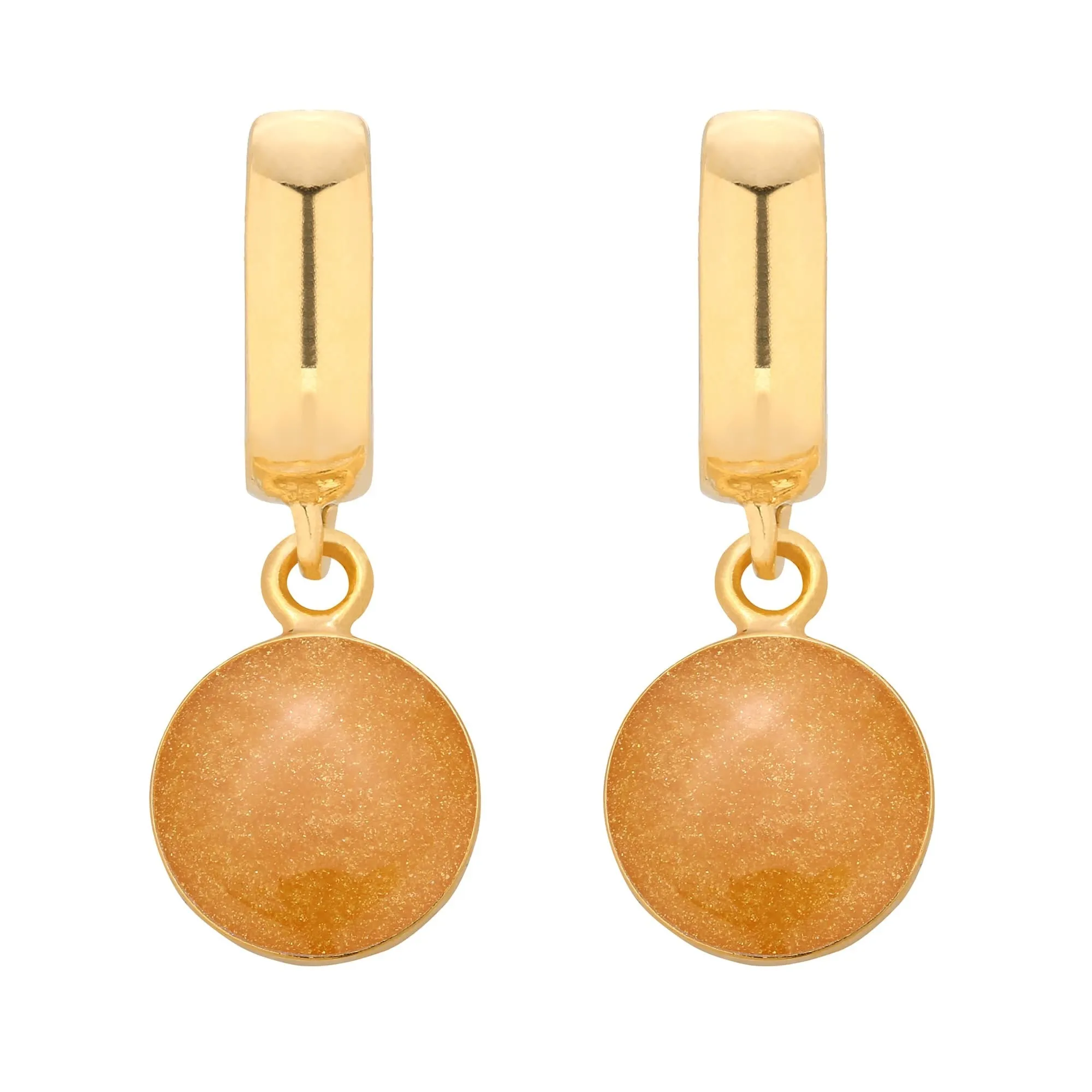 Złote kolczyki ze złotą żywicą