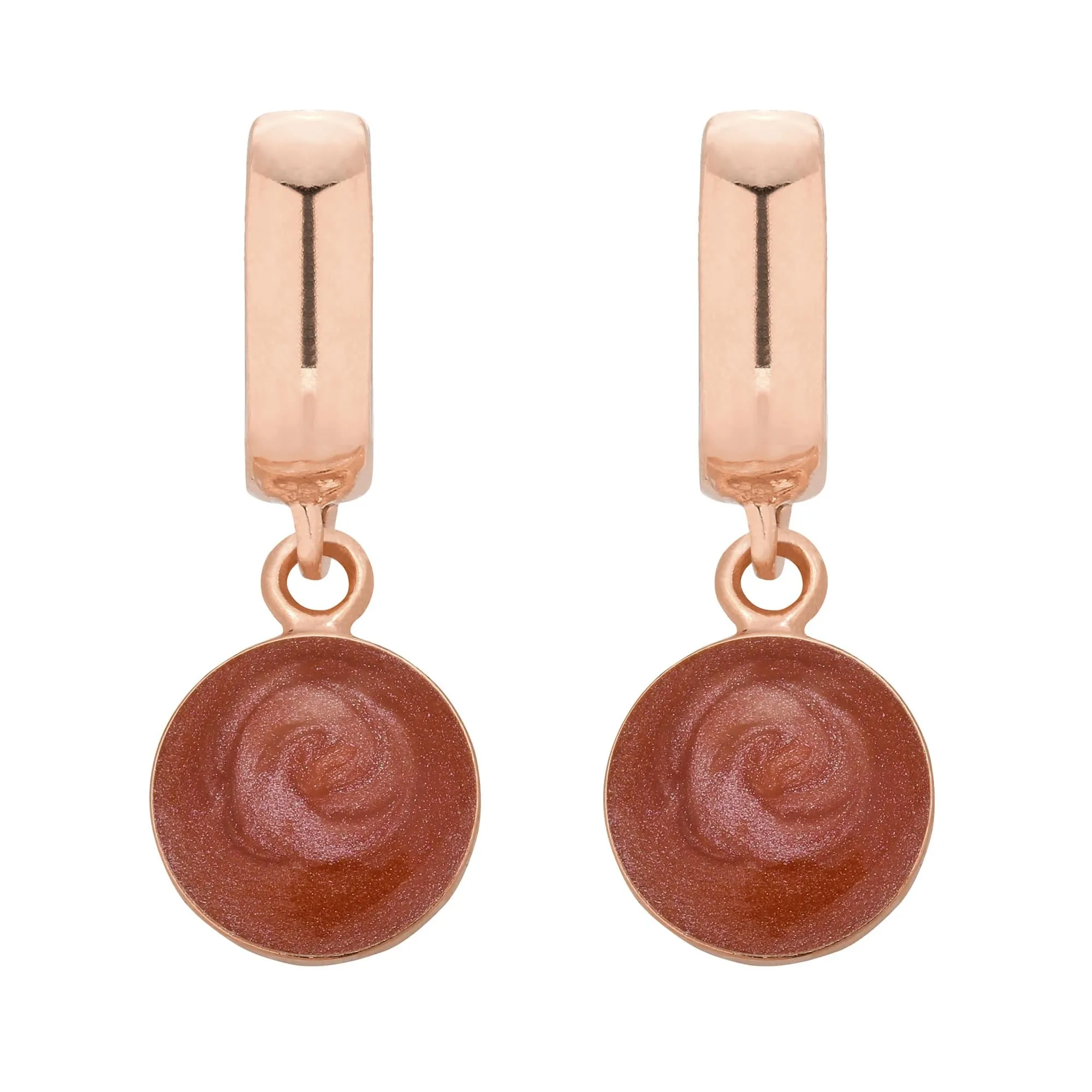 Kolczyki z bordową żywicą z różowego złota