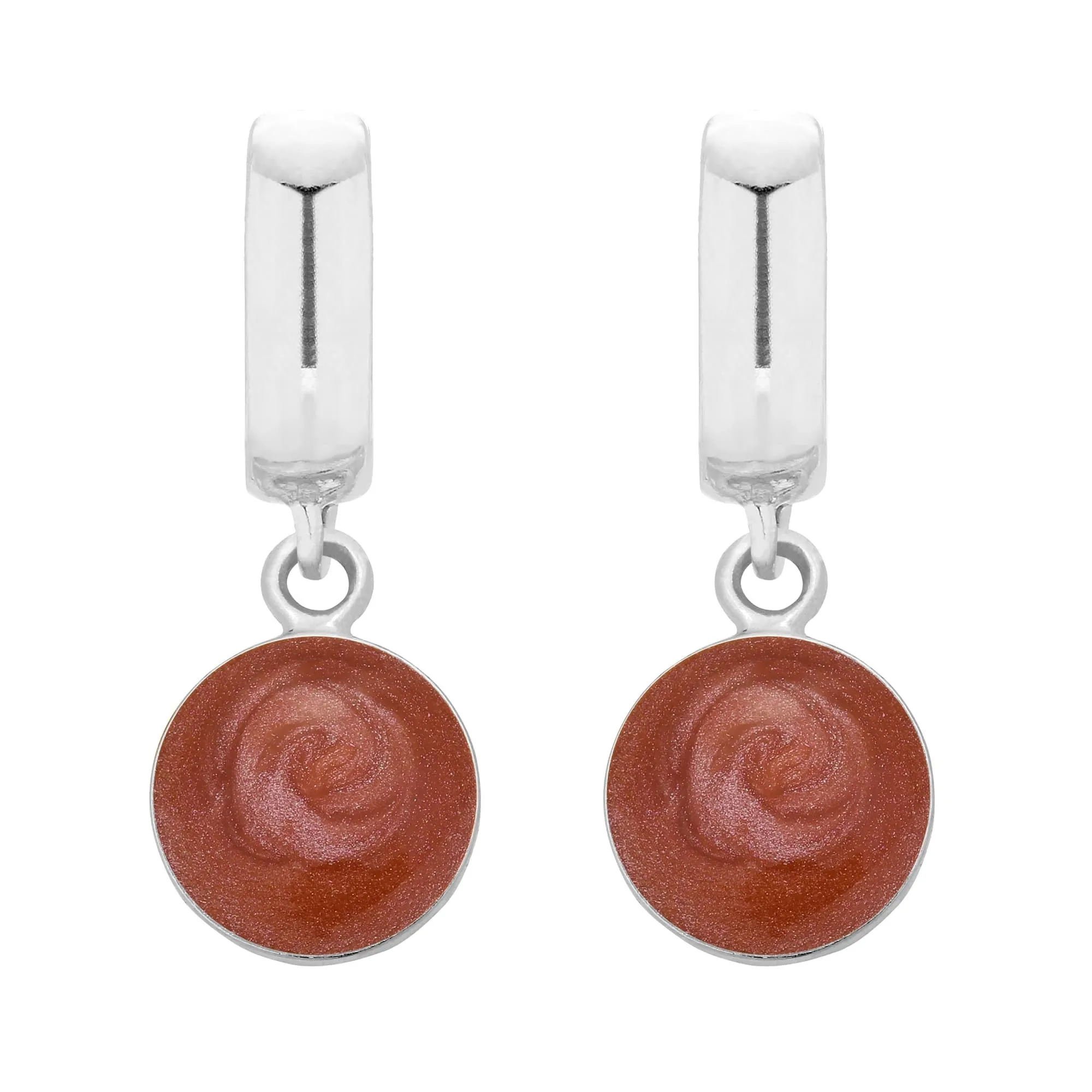 Srebrne kolczyki z bordową żywicą