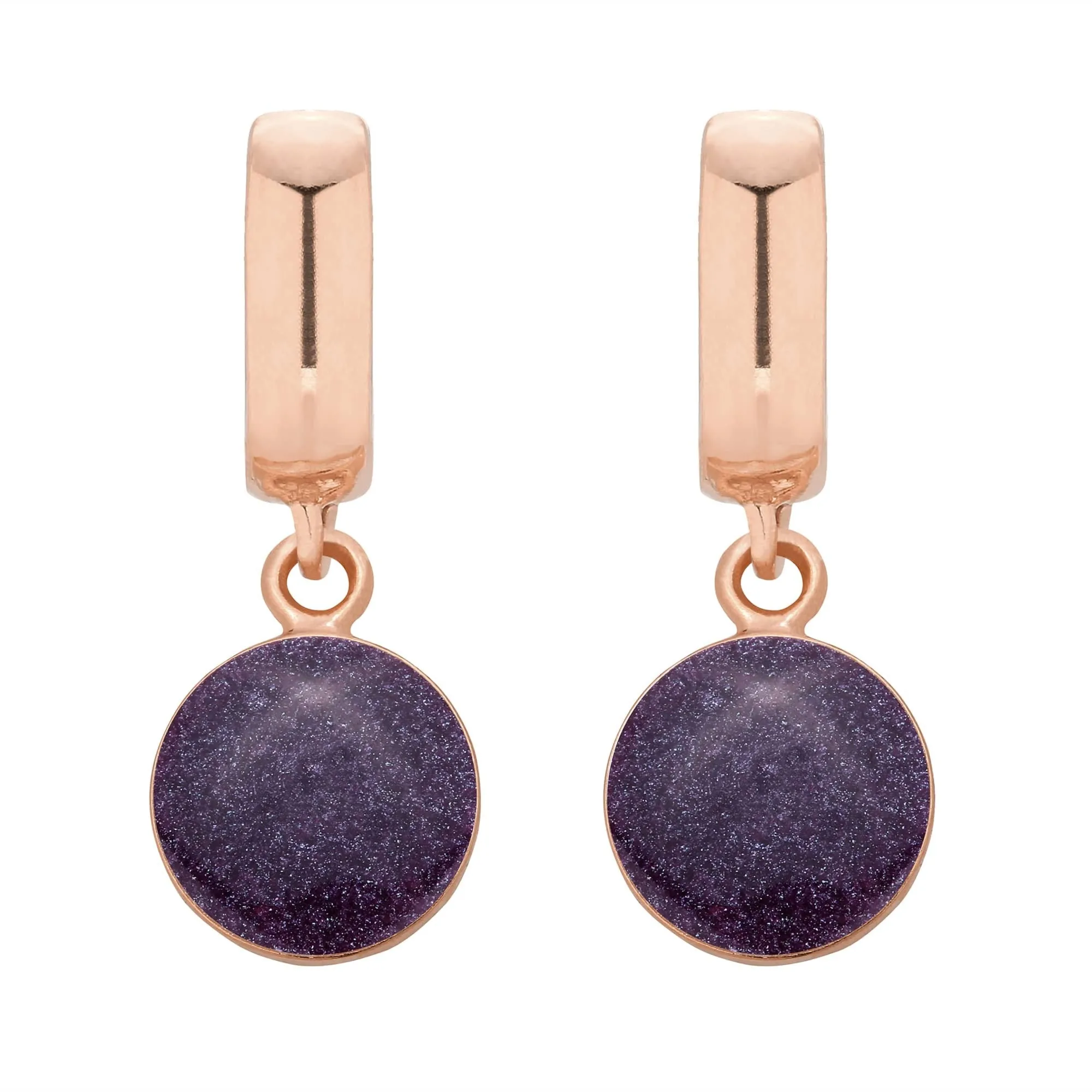 Kolczyki z fioletową żywicą z różowego złota