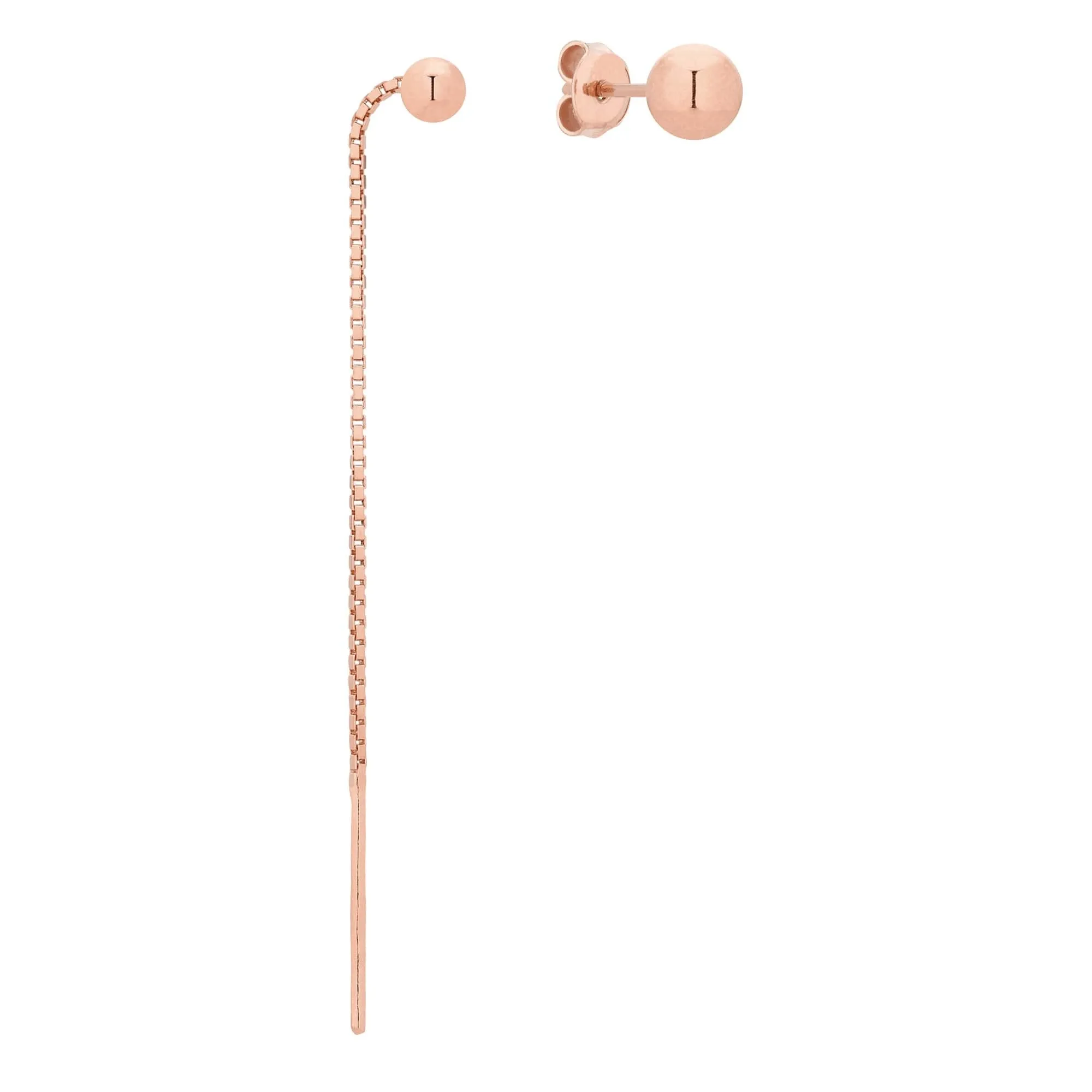 Asymetryczne kolczyki z kuleczką z różowego złota