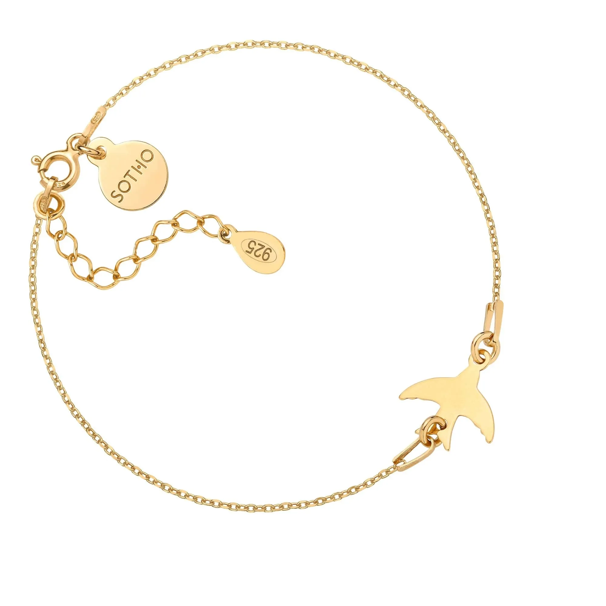 Złota bransoletka z jaskółką