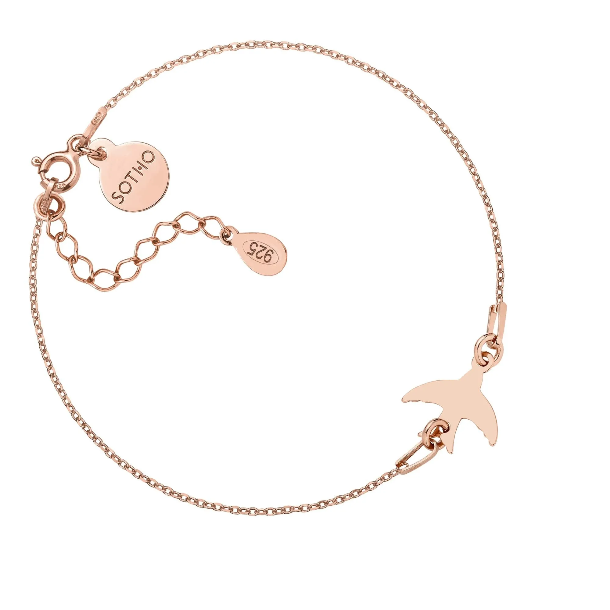 Bransoletka z jaskółką  z różowego złota