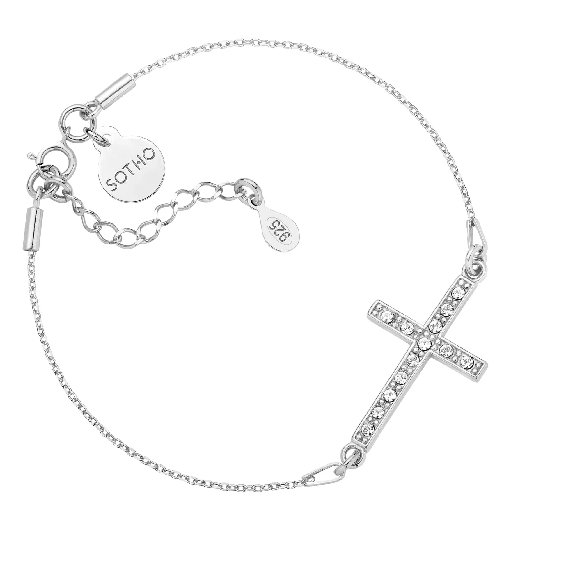 Srebrna bransoletka z krzyżem wysadzanym SWAROVSKI® CRYSTAL