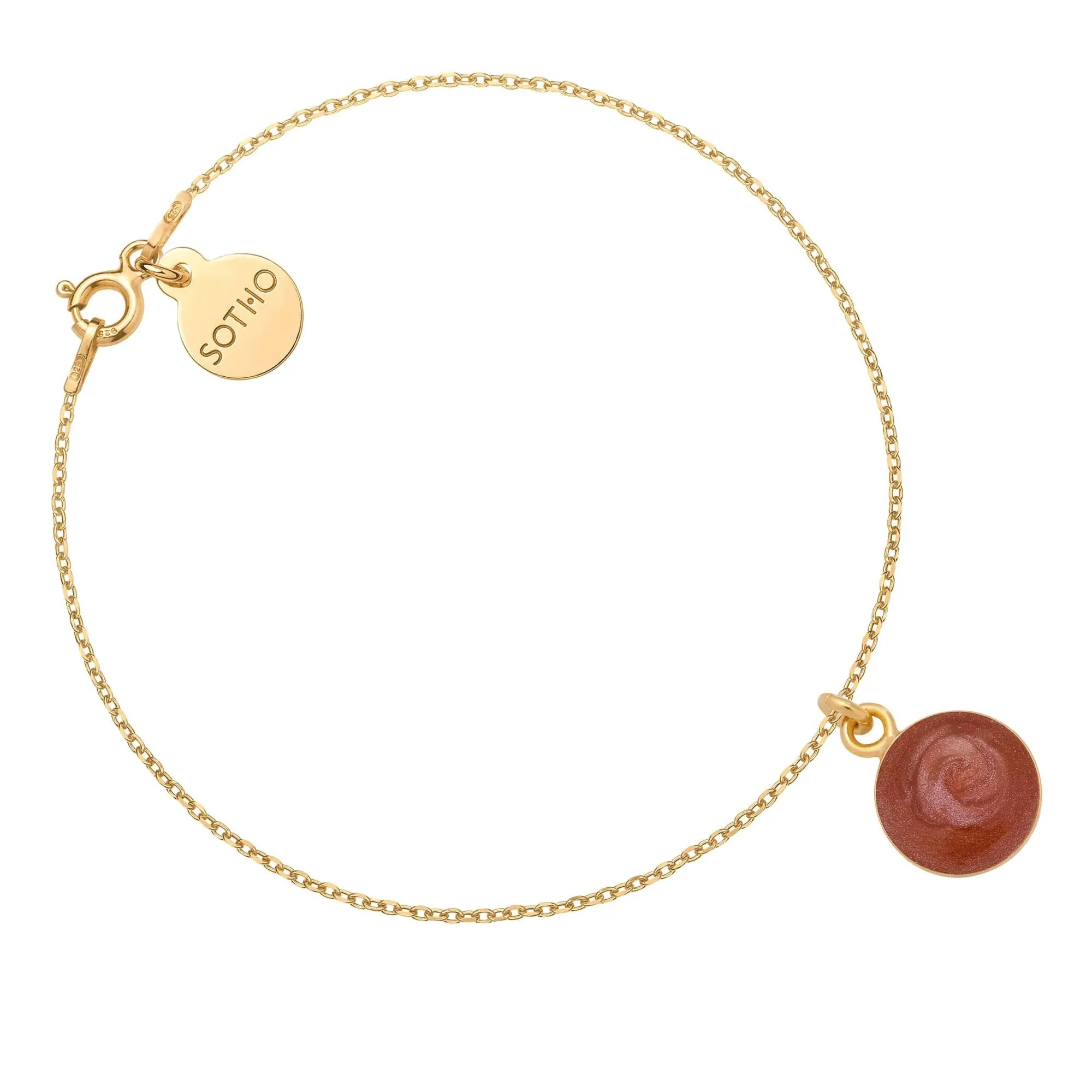 Złota bransoletka z bordową żywicą