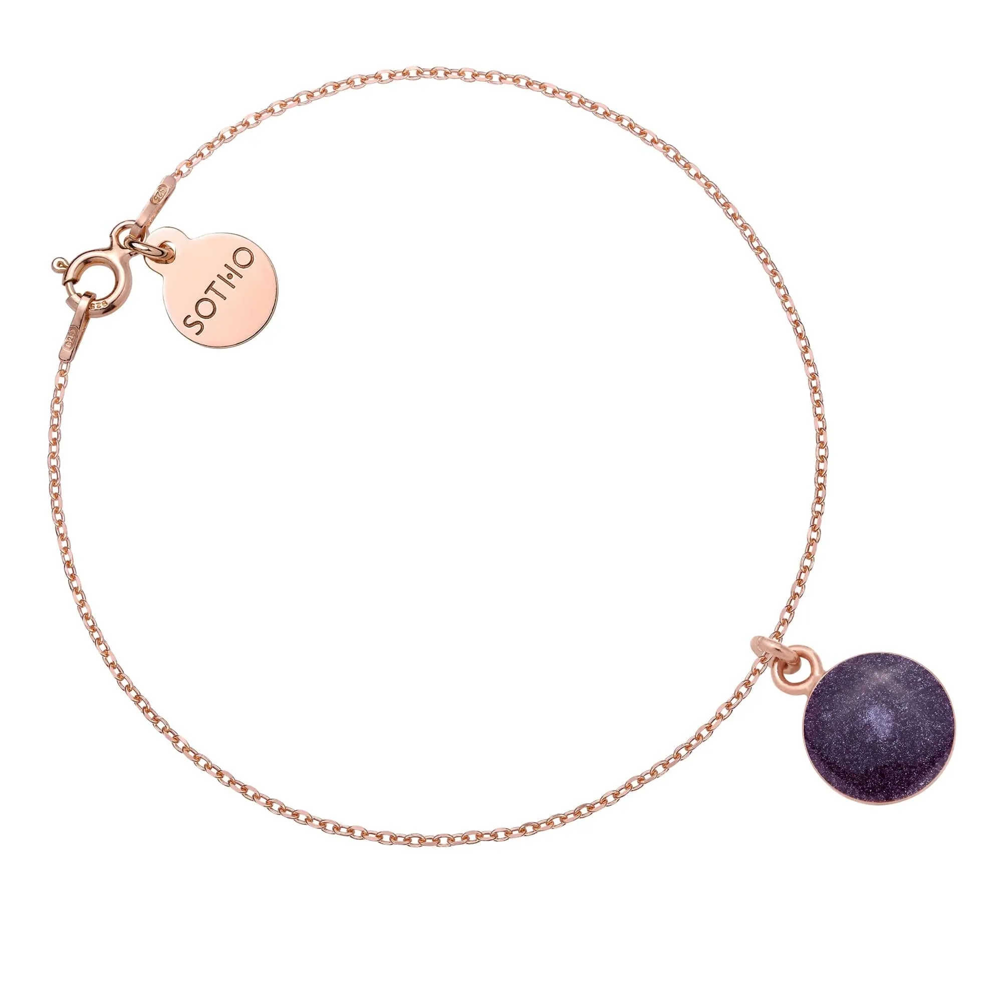 Bransoletka z różowego złota z fioletową żywicą