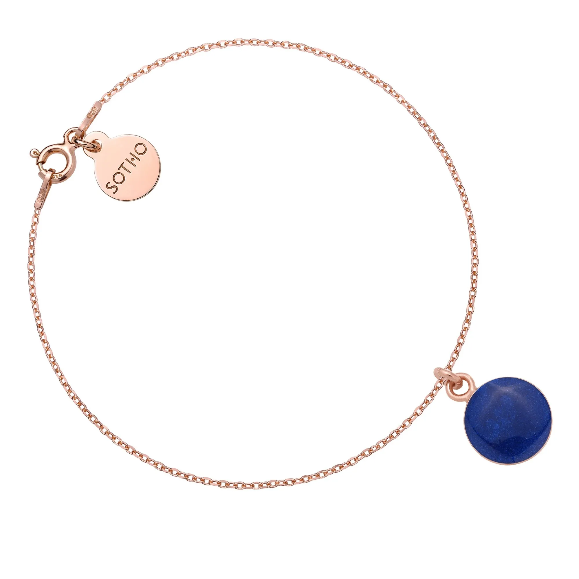 Bransoletka z różowego złota z granatową żywicą