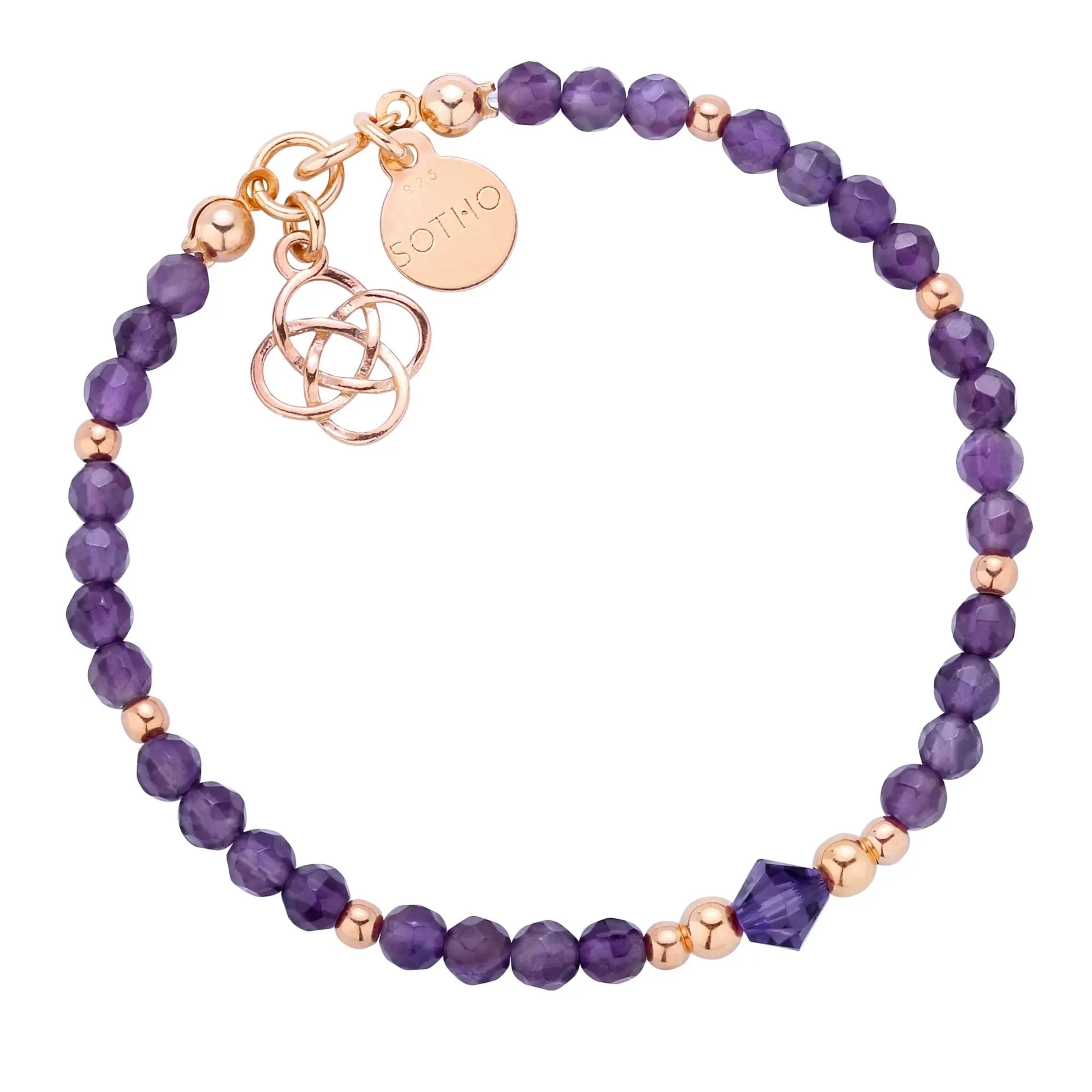 Fioletowa bransoletka z ametystu zdobiona arabską rozetką