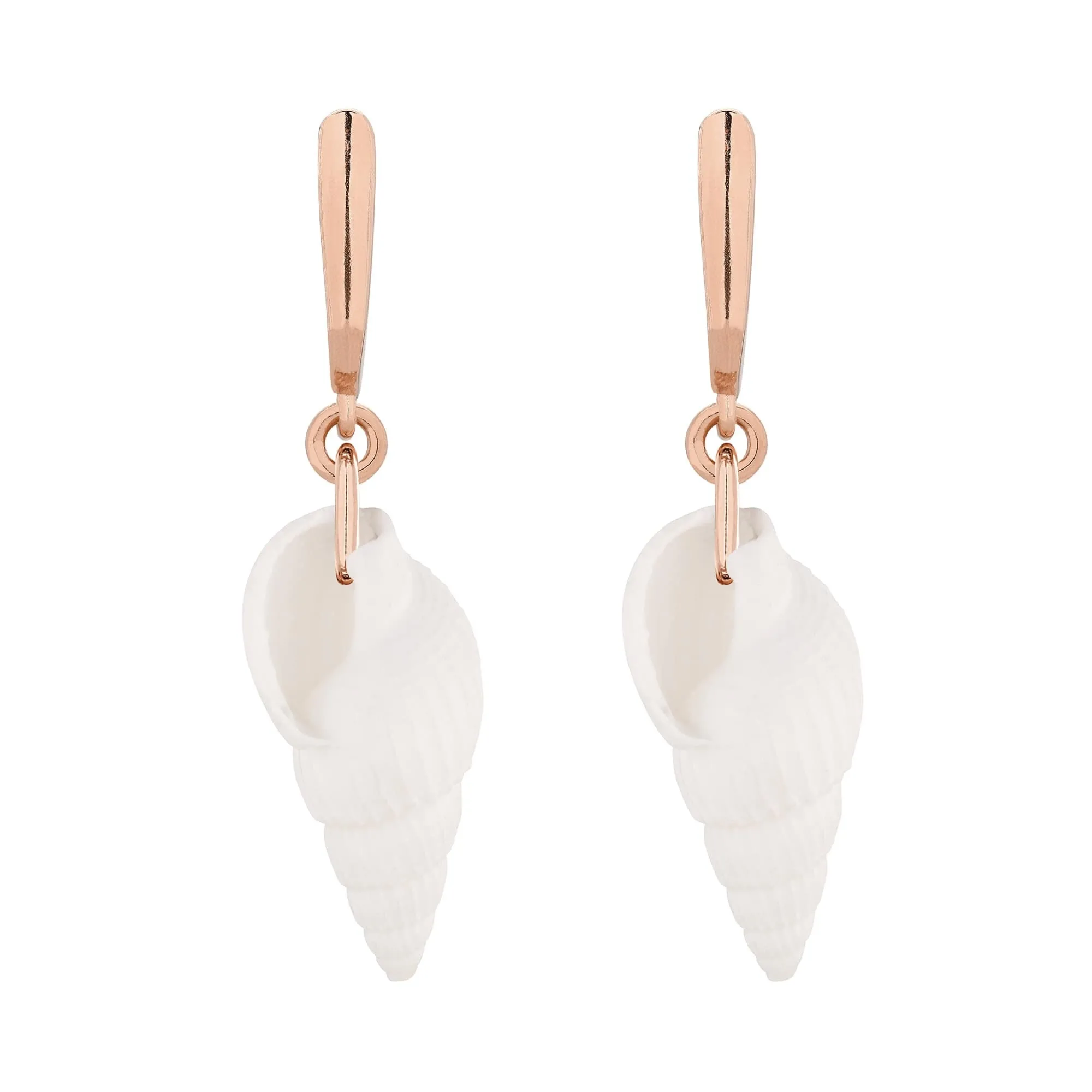 Kolczyki z różowego złota z białymi muszelkami
