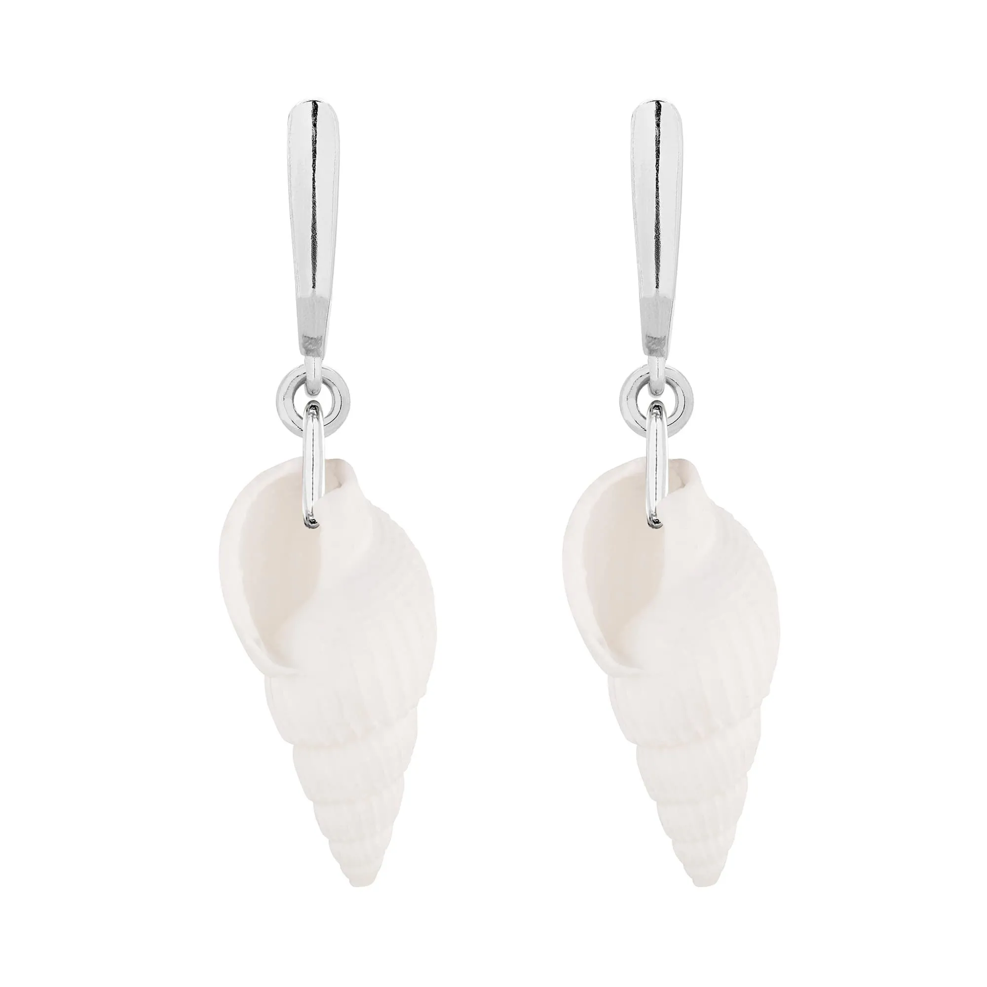 Srebrne kolczyki z białymi muszelkami