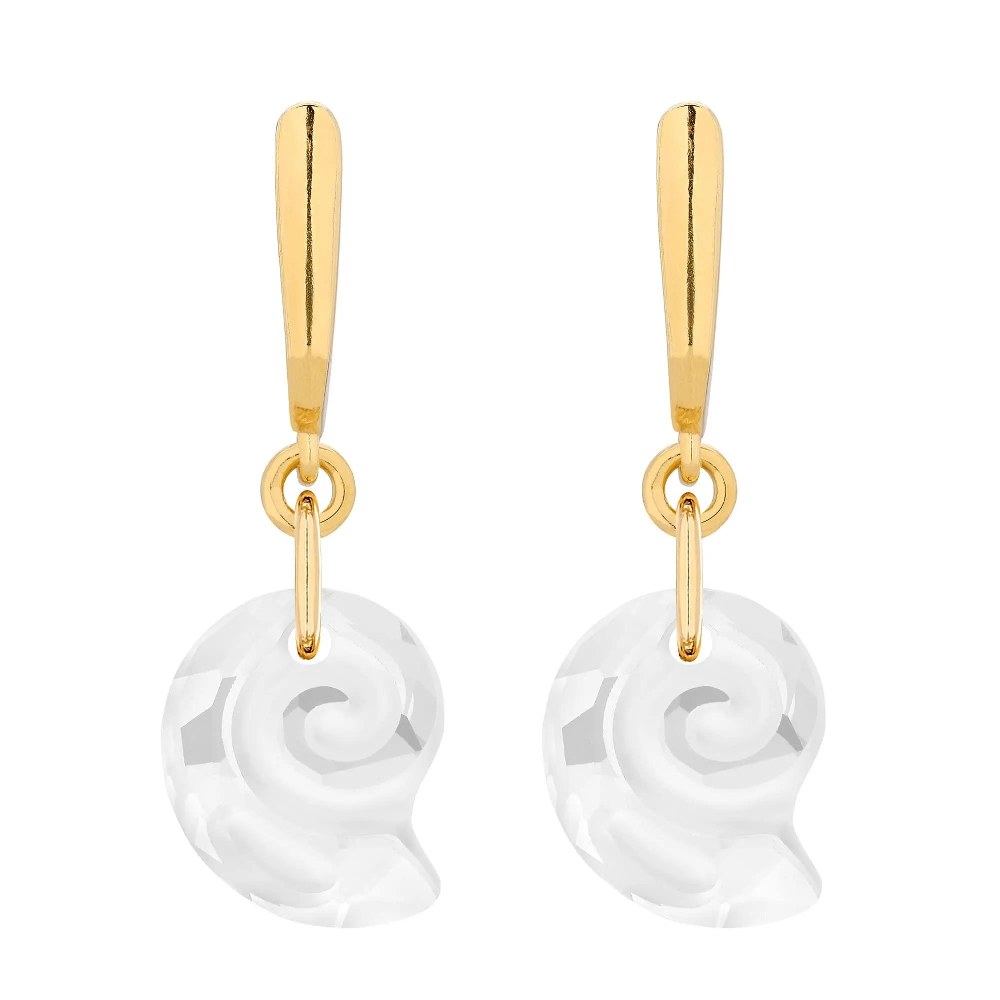 Złote kolczyki z muszelkami  SWAROVSKI® CRYSTAL