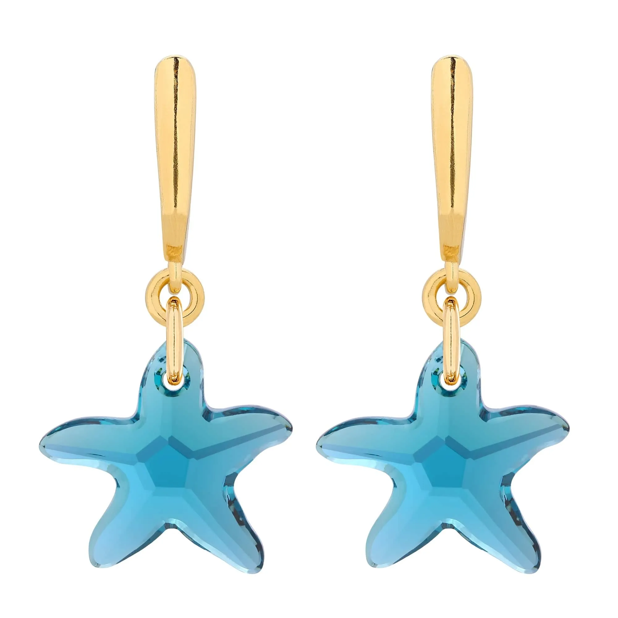 Złote kolczyki z rozgwiazdami SWAROVSKI® CRYSTAL