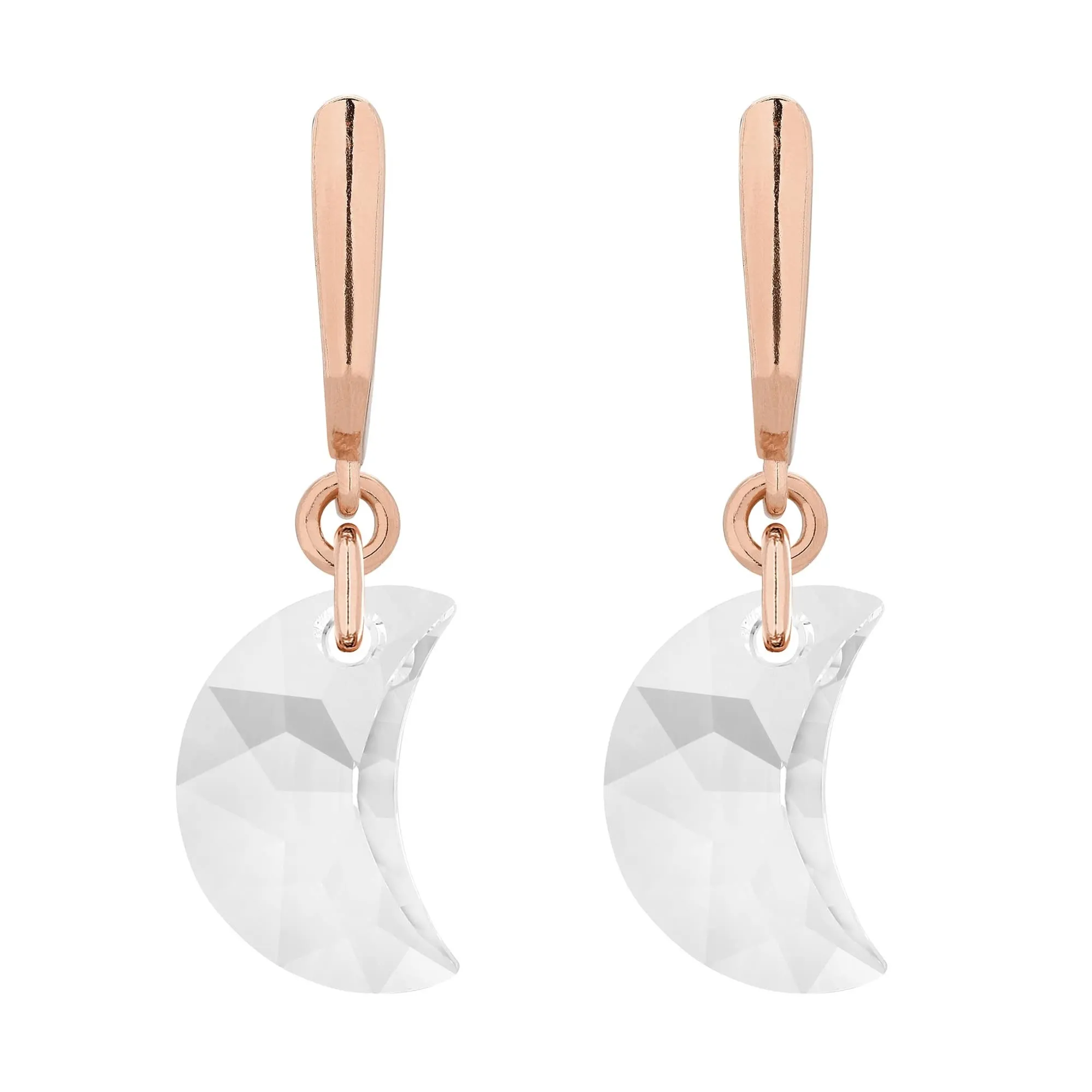 Kolczyki z różowego złota z księżycami SWAROVSKI® CRYSTAL