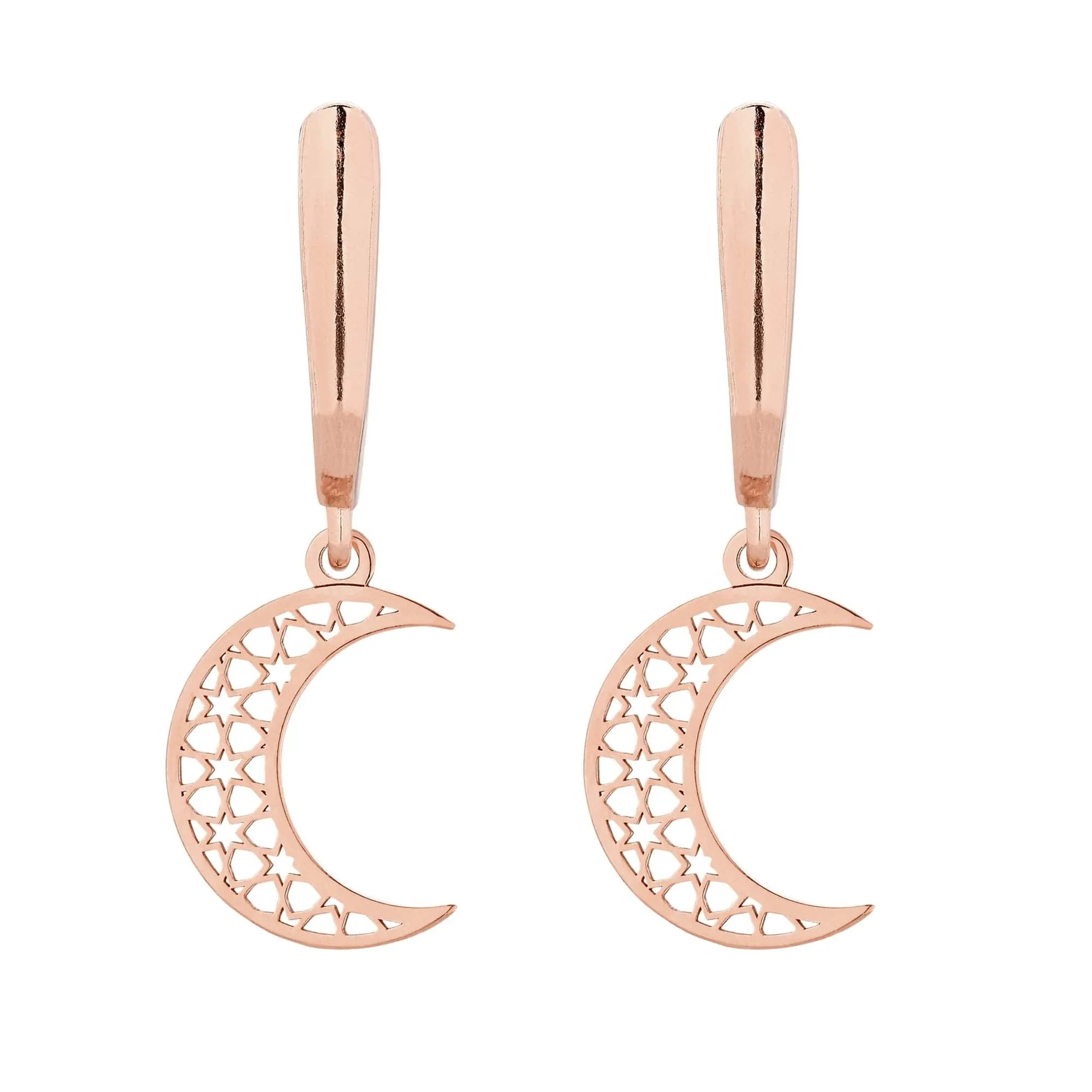 Kolczyki z różowego złota z księżycami