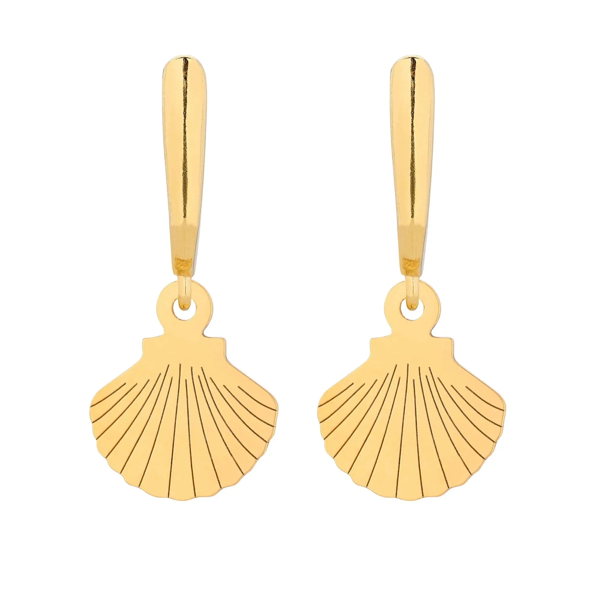 Złote kolczyki z muszelkami