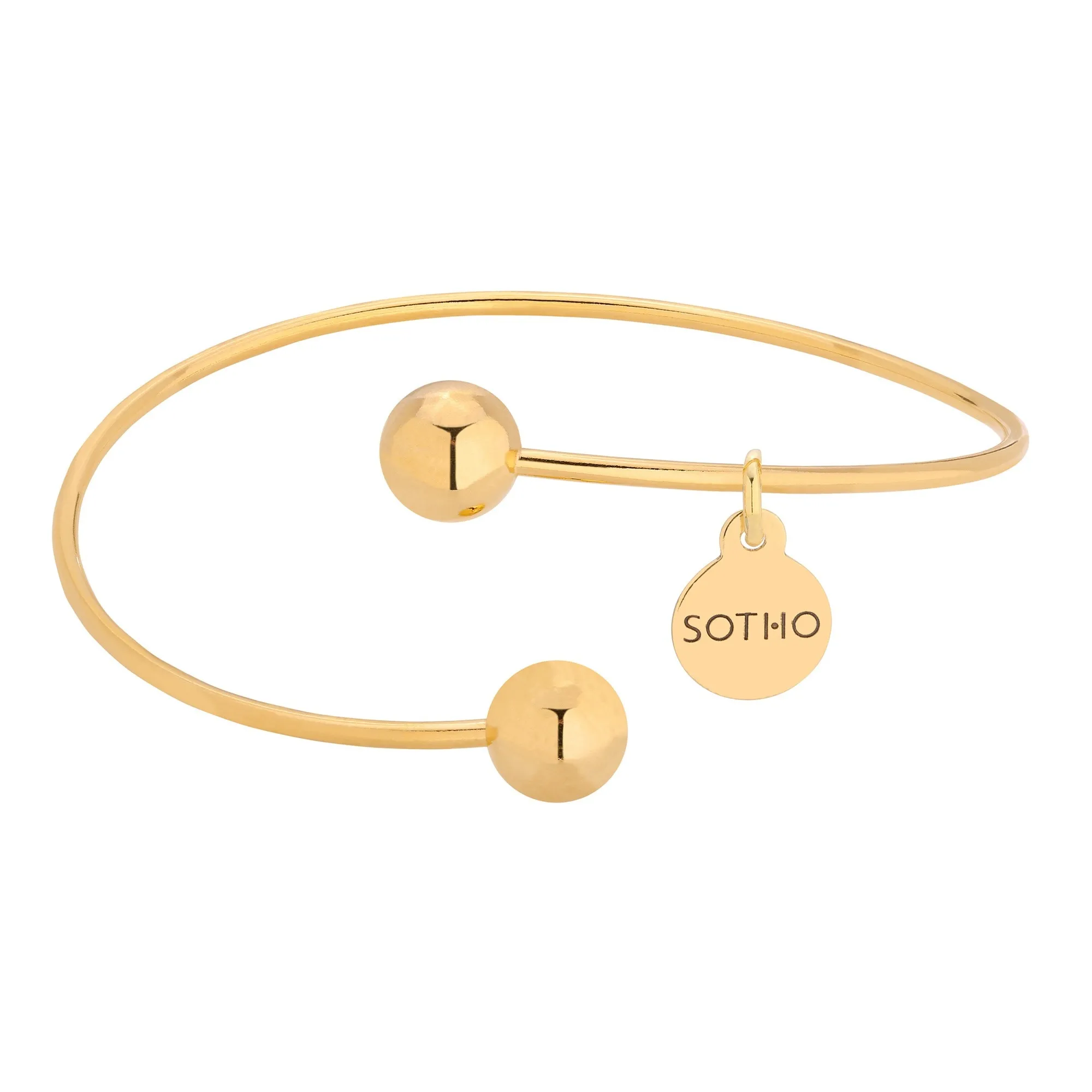 Złota sztywna bransoletka z kuleczkami