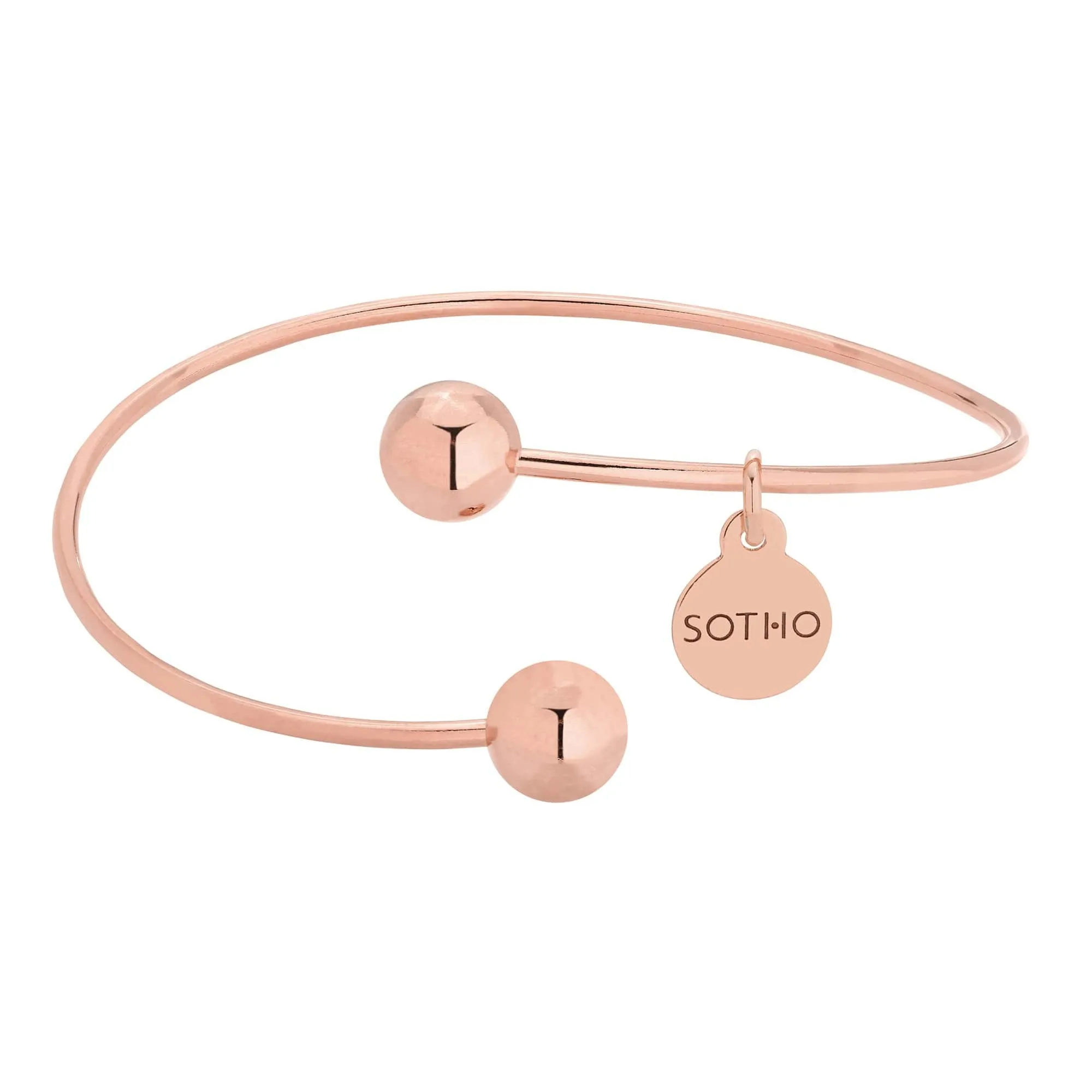 Sztywna bransoletka z różowego złota z kuleczkami