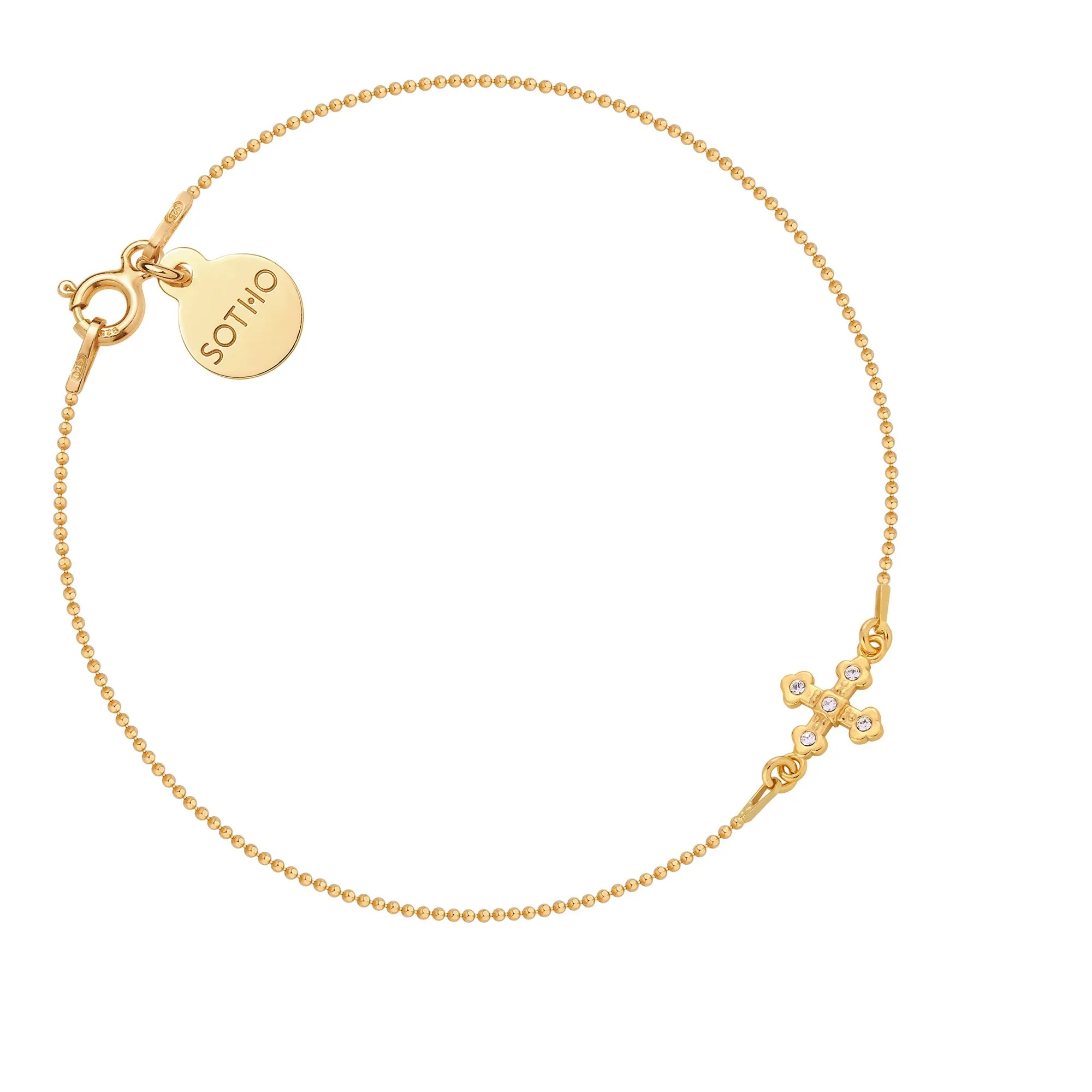 Złota bransoletka z krzyżykiem wysadzanym SWAROVSKI® CRYSTAL