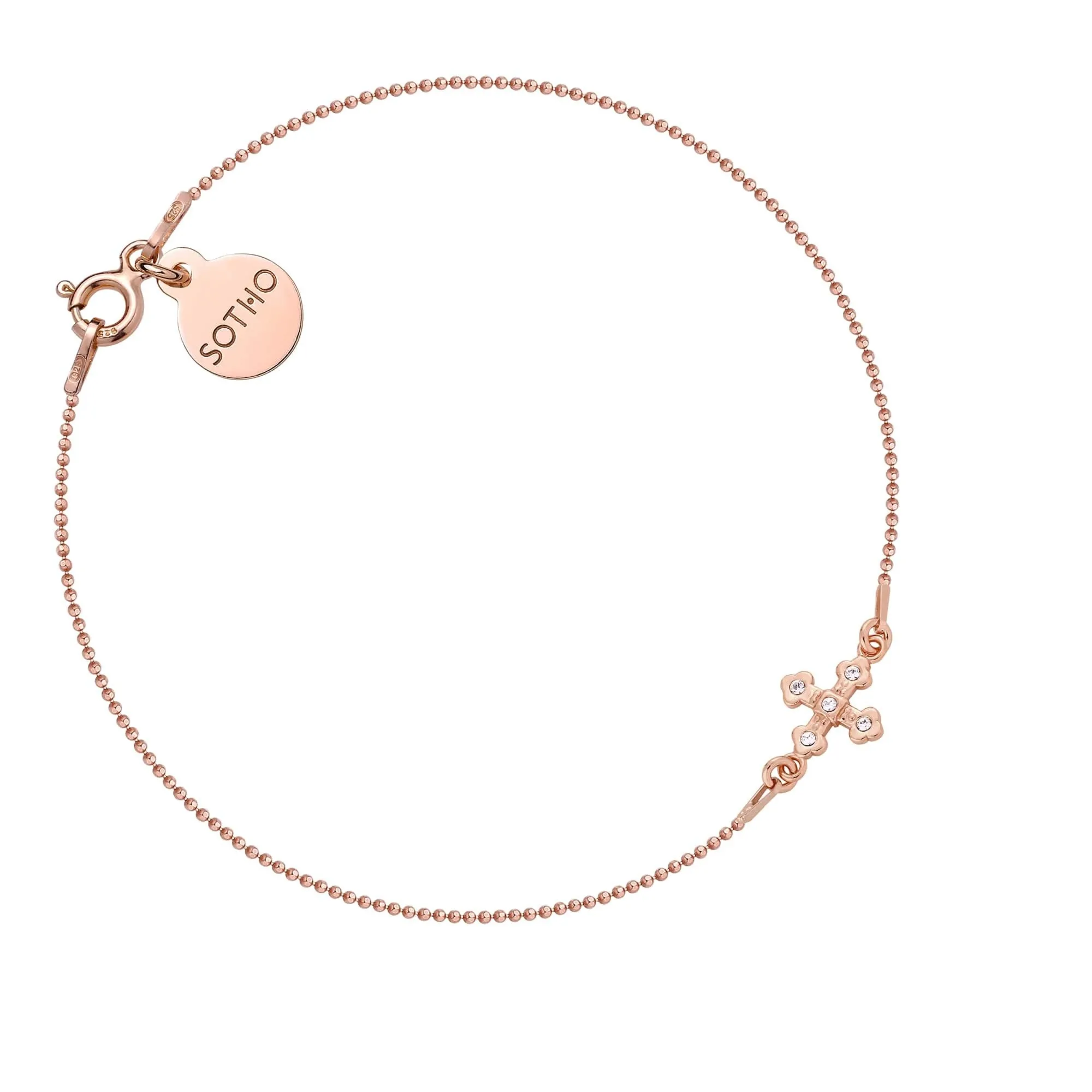 Bransoletka z różowego złota z krzyżykiem wysadzanym SWAROVSKI® CRYSTAL