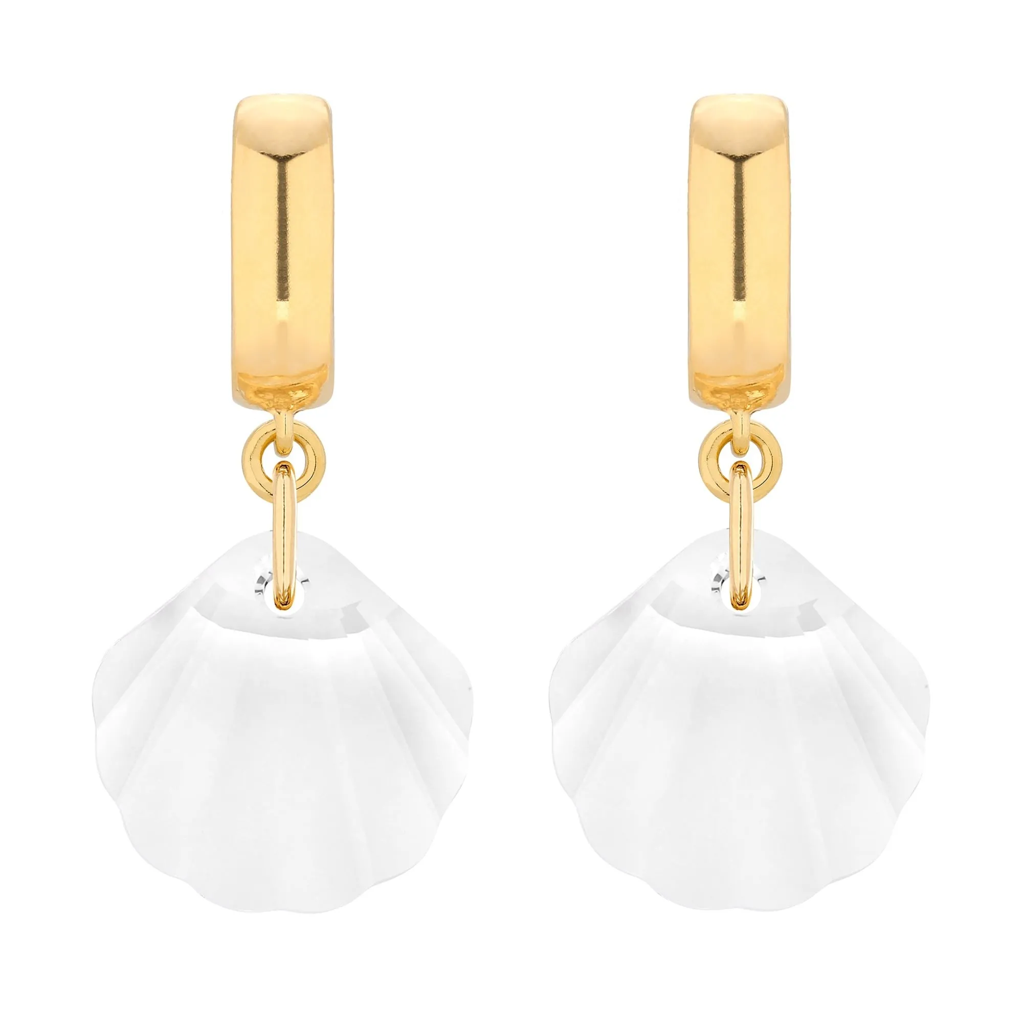 Złote kolczyki z muszelkami SWAROVSKI® CRYSTAL
