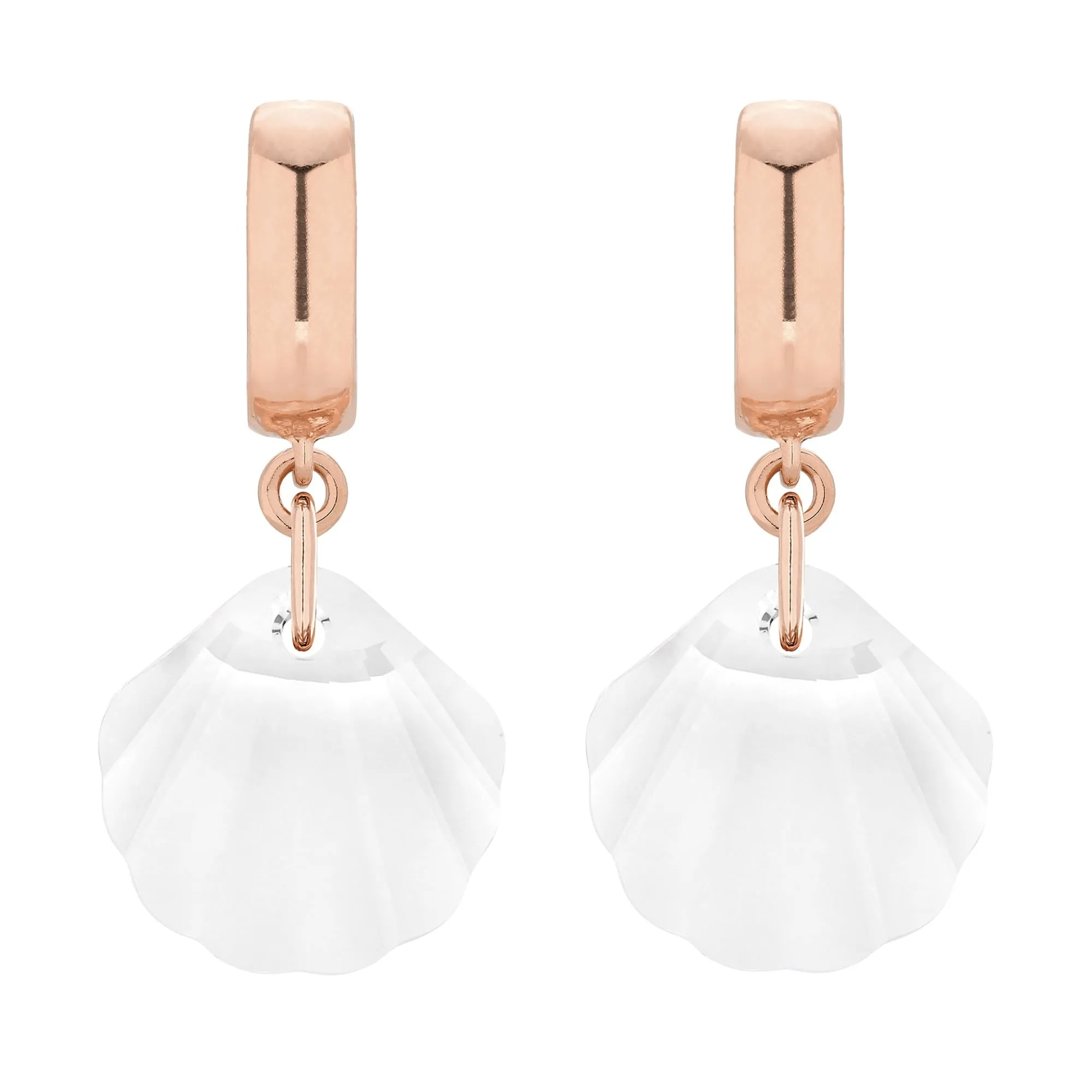 Kolczyki z różowego złota z muszelką SWAROVSKI® CRYSTAL