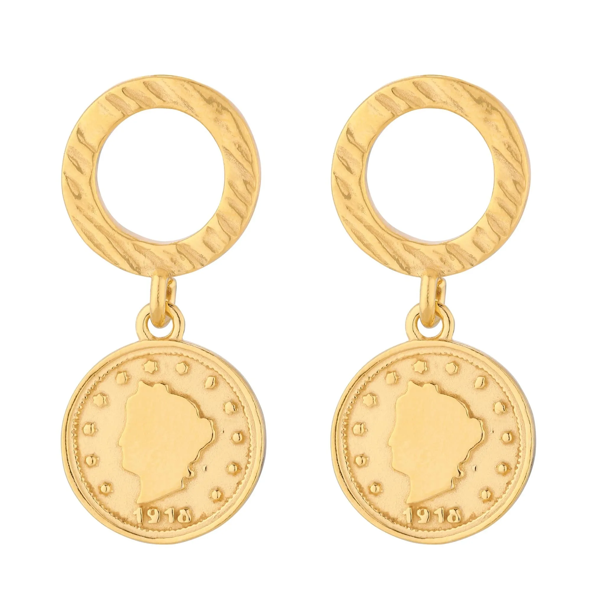 Złote kolczyki z monetami