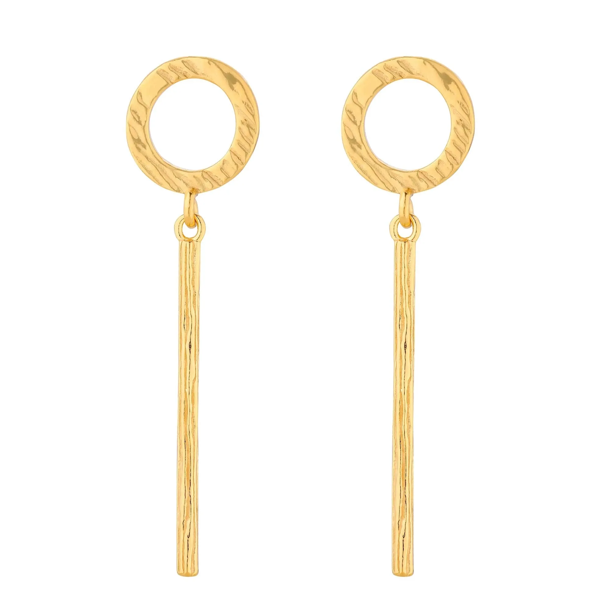 Złote kolczyki z podłużnymi zawieszkami