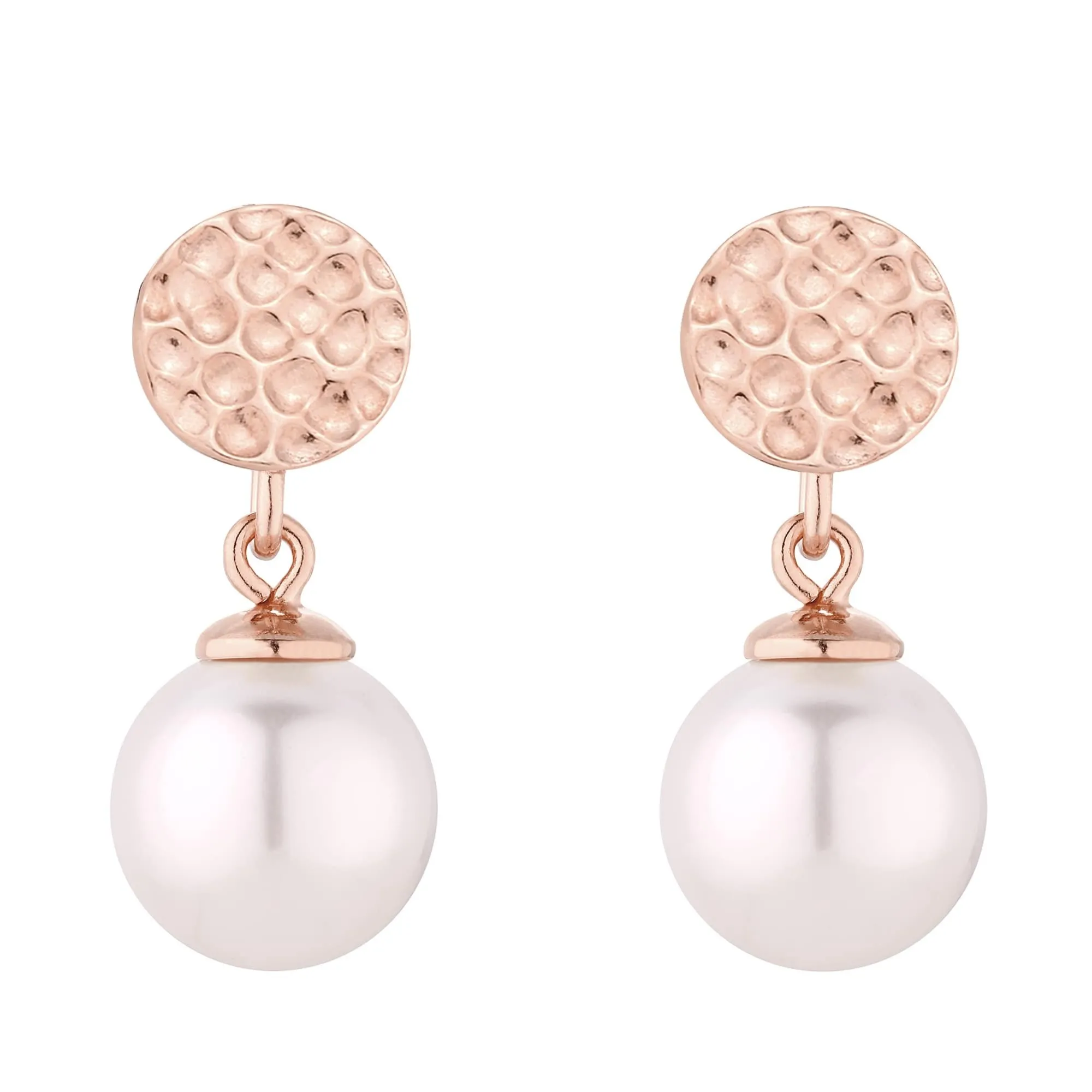 Kolczyki z różowego złota z białą perłą SWAROVSKI® CRYSTAL