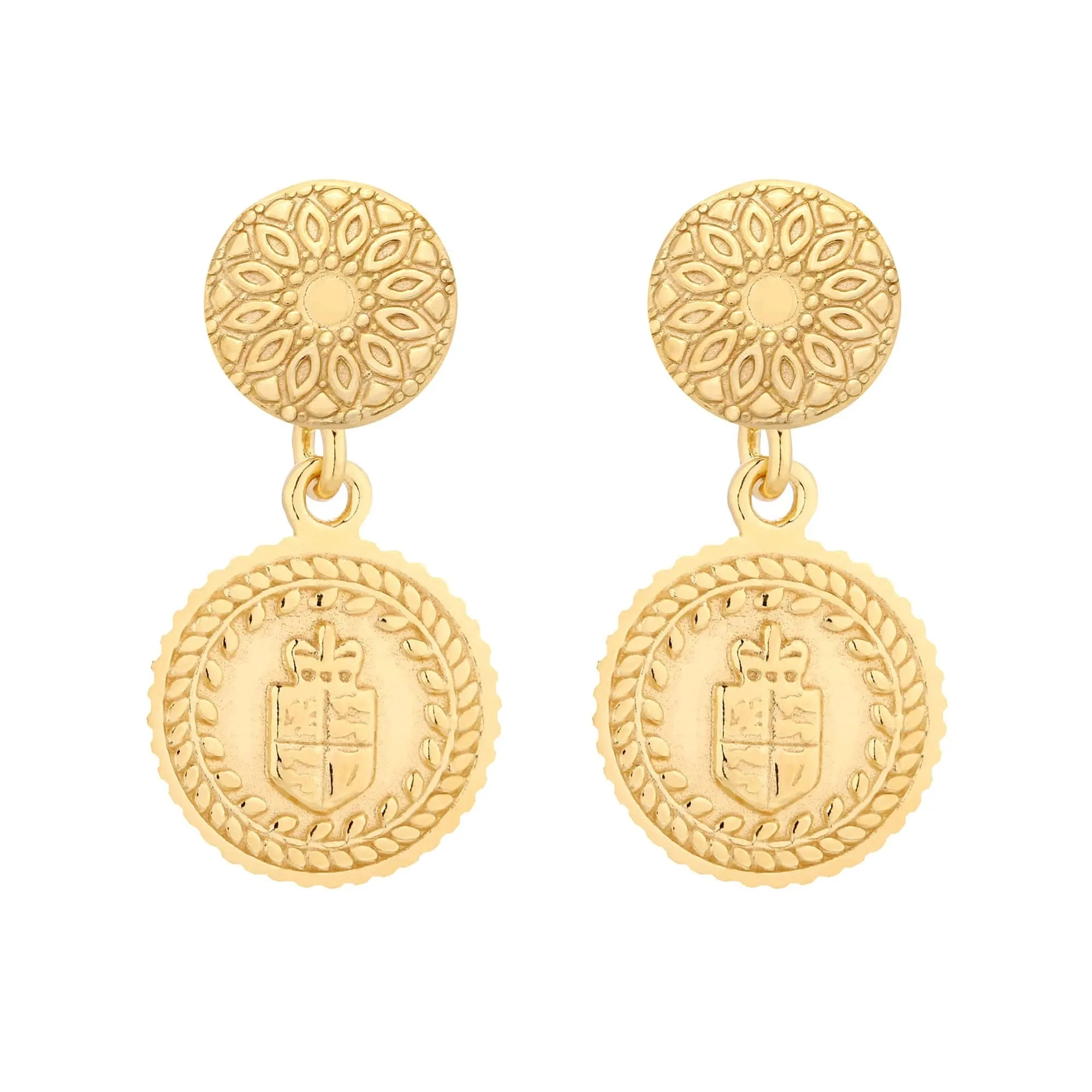 Złote kolczyki z medalionami