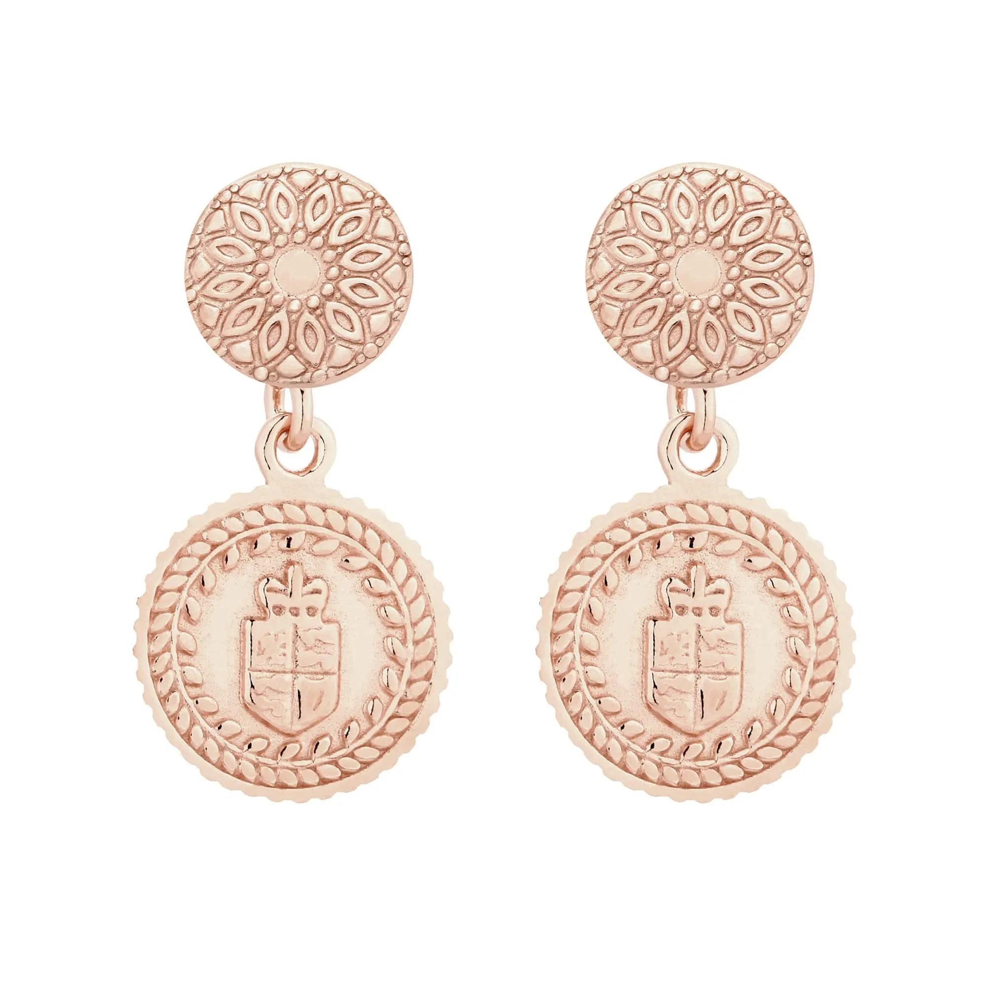 Kolczyki z różowego złota z medalionami